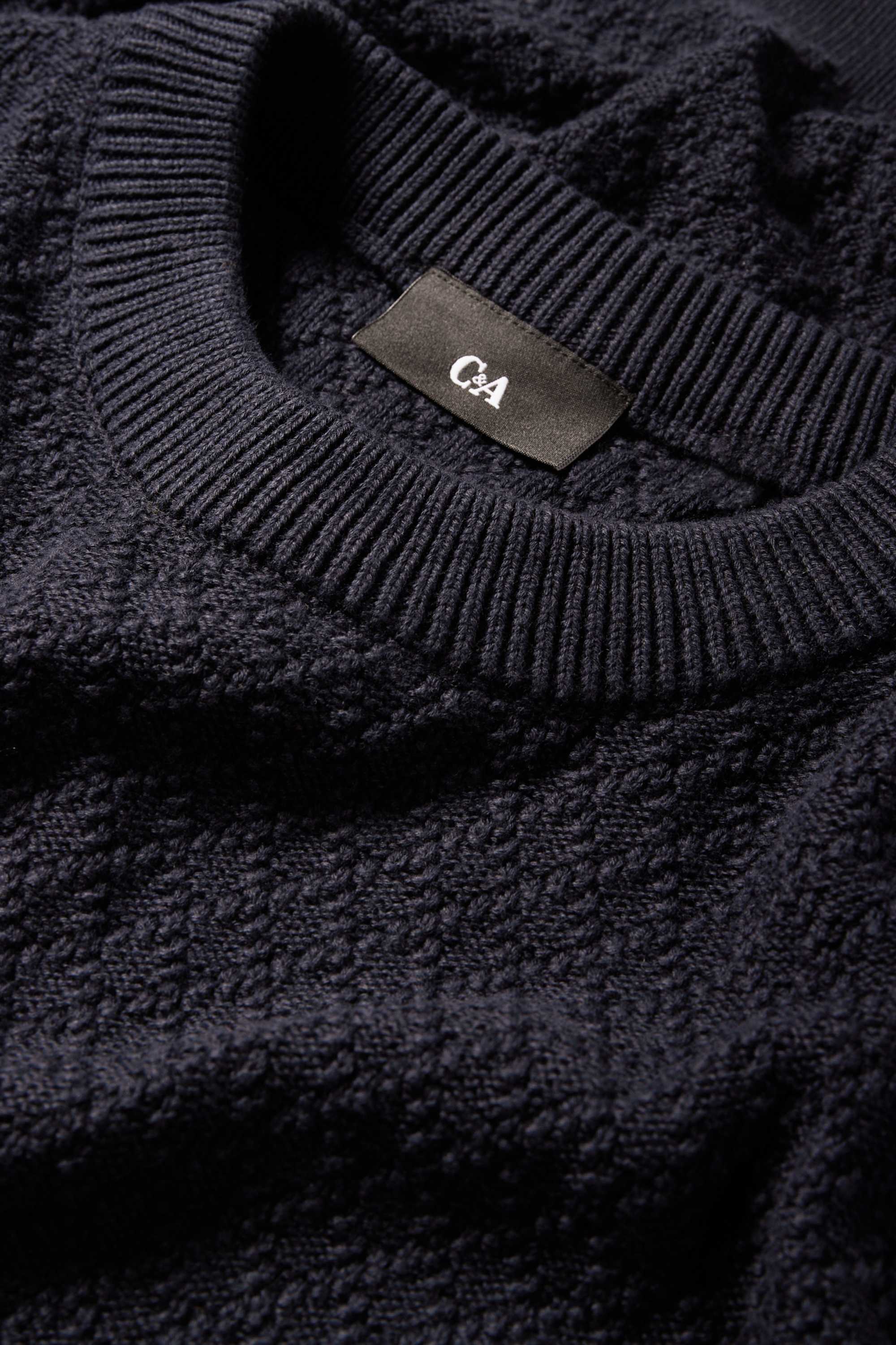 Jumper - textured dark blue