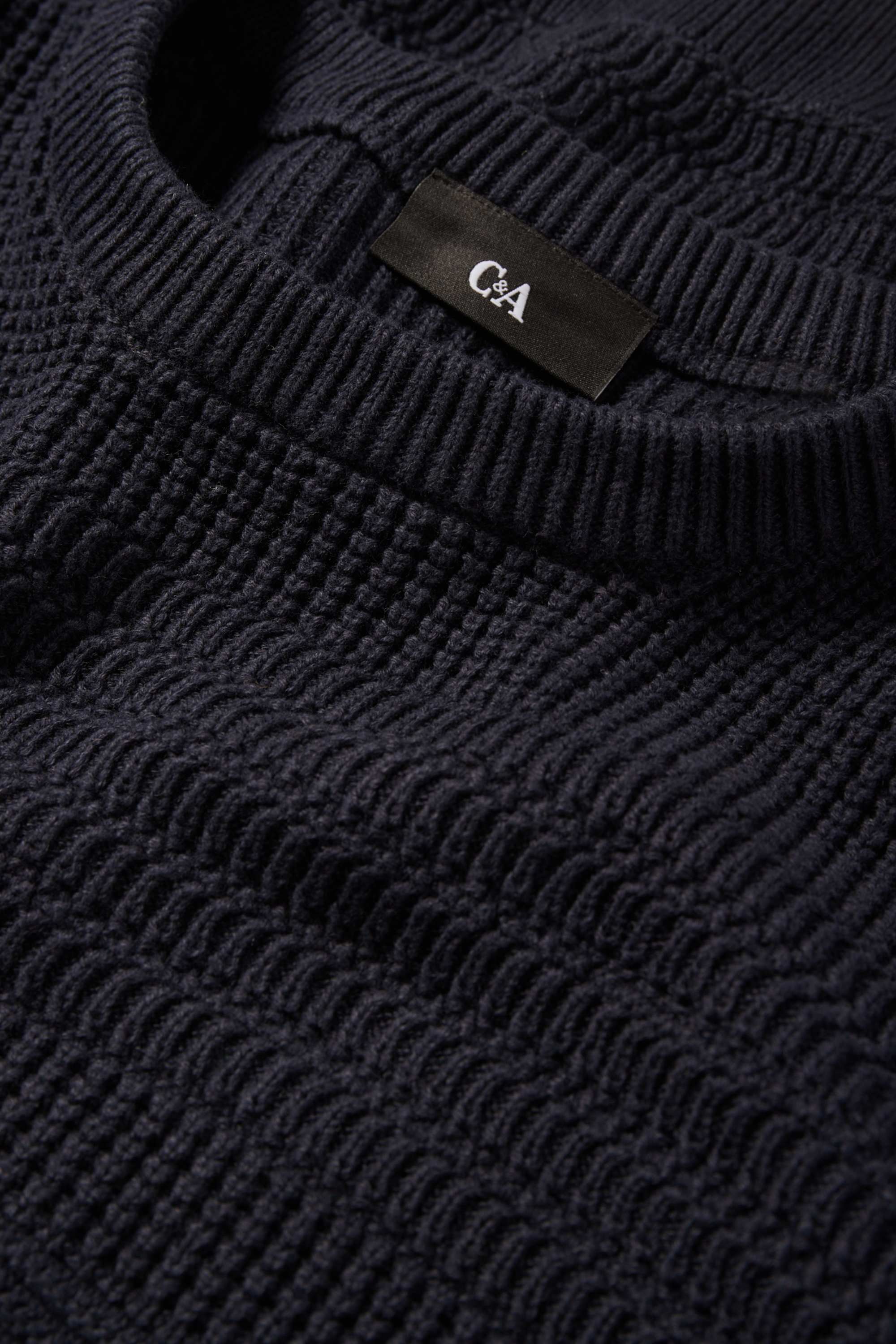 Jumper - textured dark blue