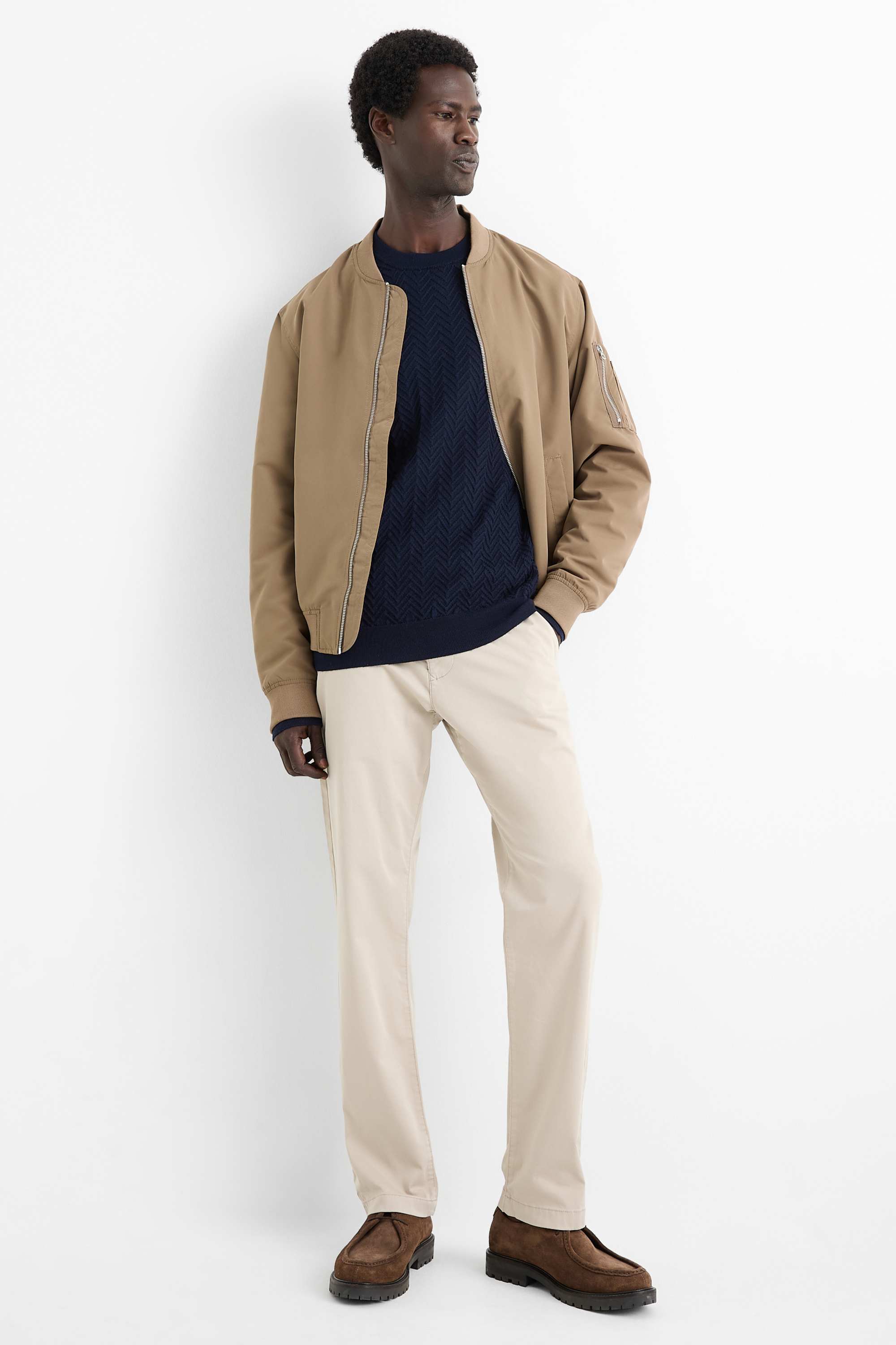 Jumper - wool blend - textured dark blue