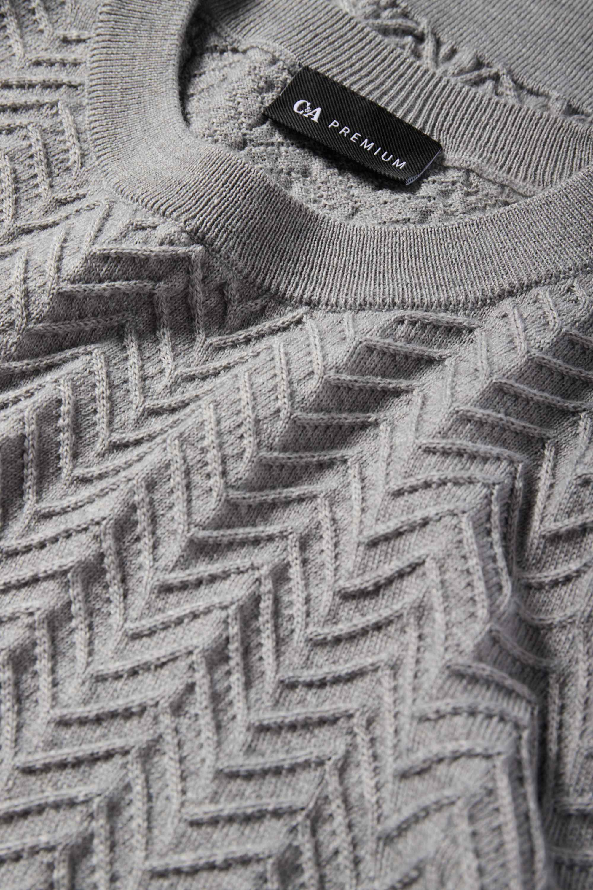 Jumper - wool blend - textured gray