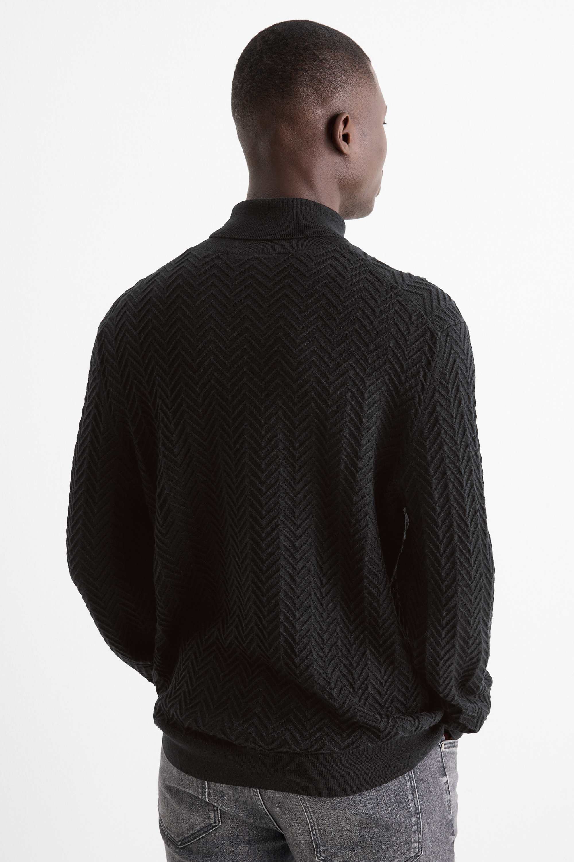 Turtleneck jumper - textured black
