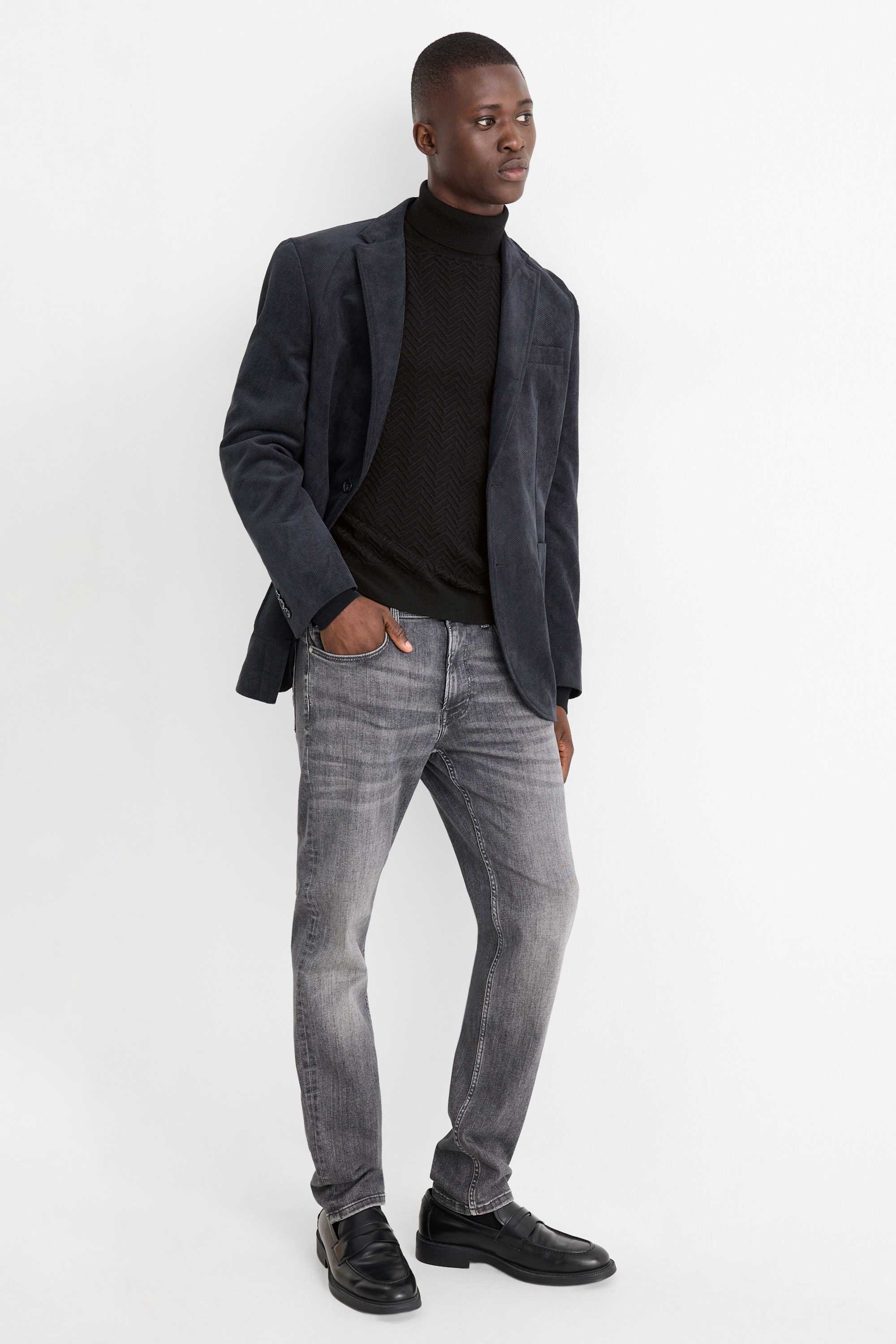 Turtleneck jumper - textured black