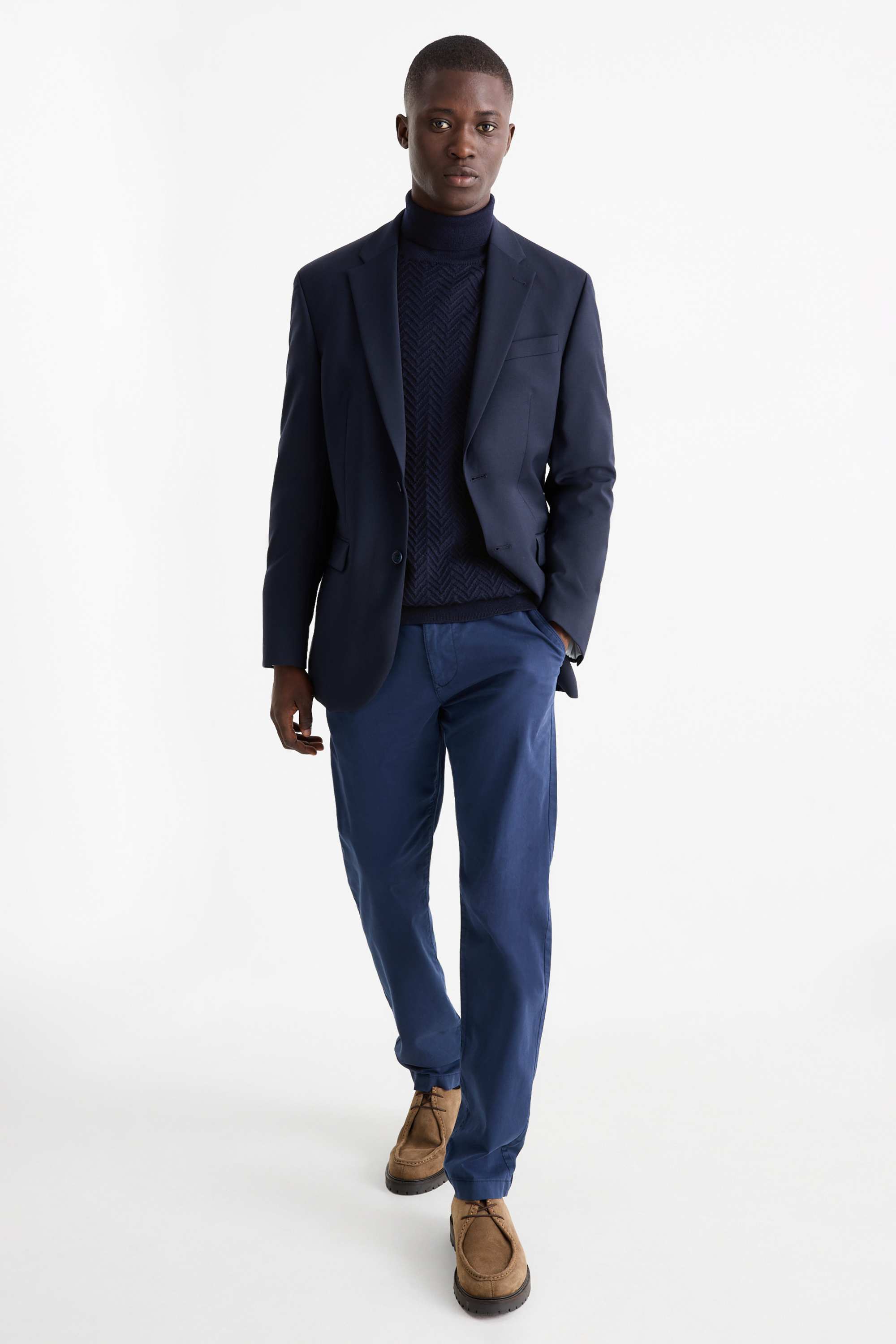 Turtleneck jumper - textured dark blue