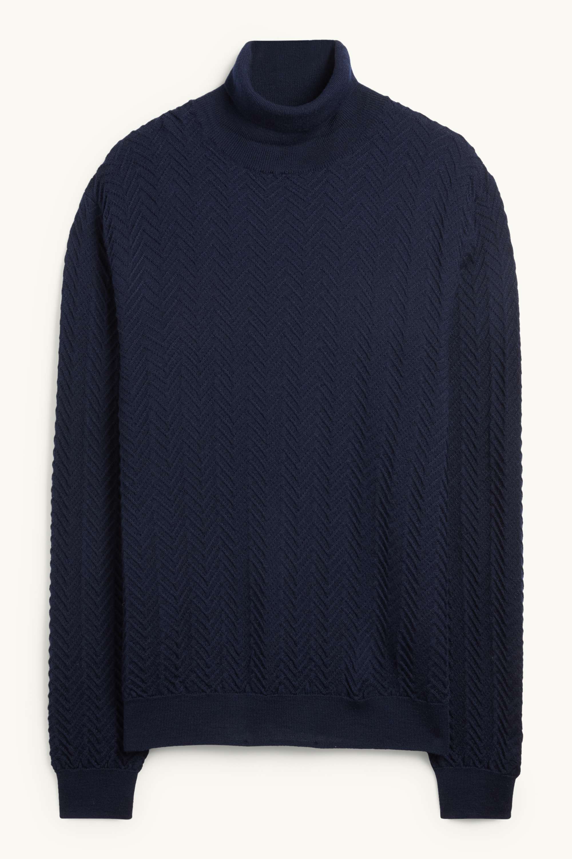 Turtleneck jumper - textured dark blue