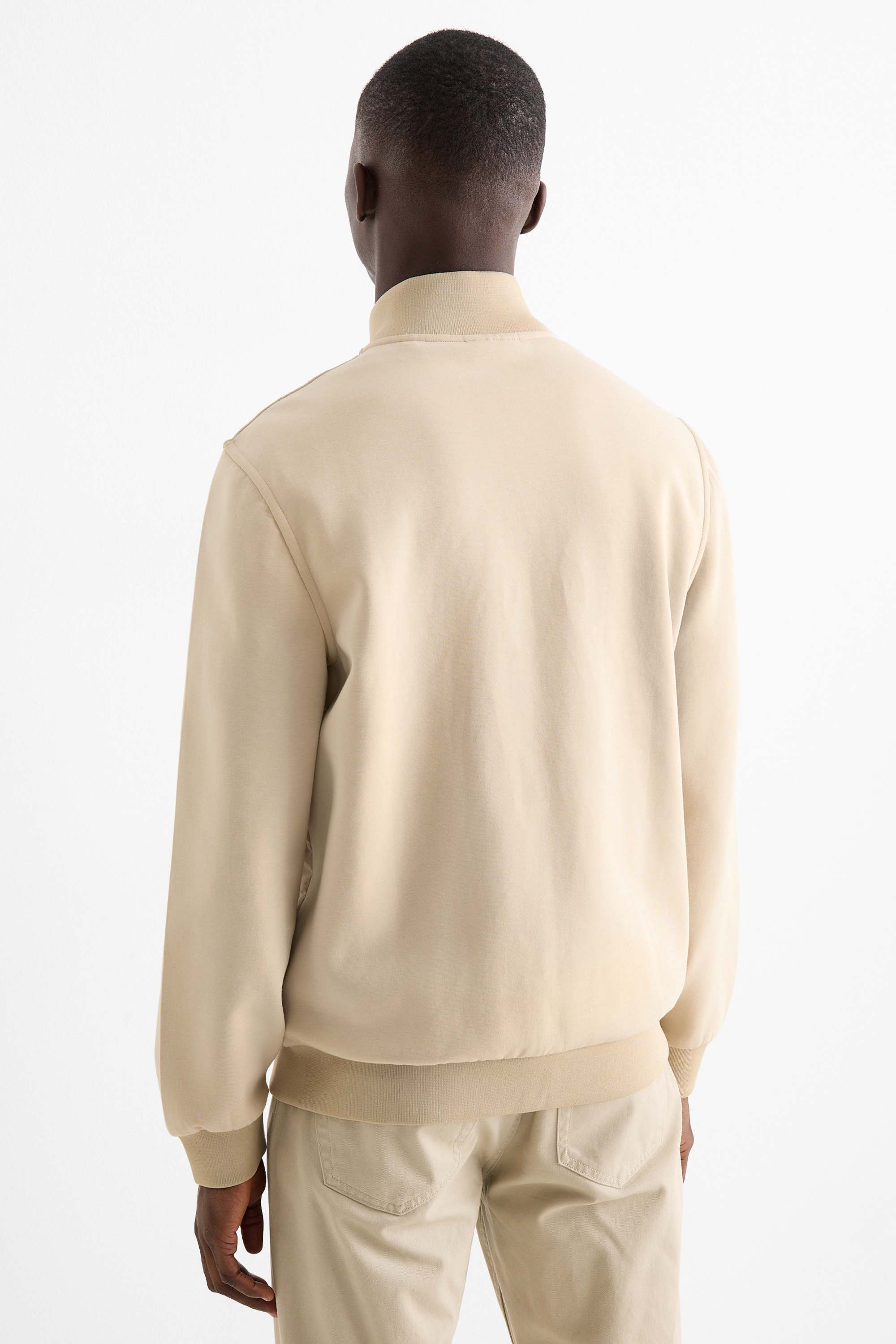 Zip-through sweatshirt beige