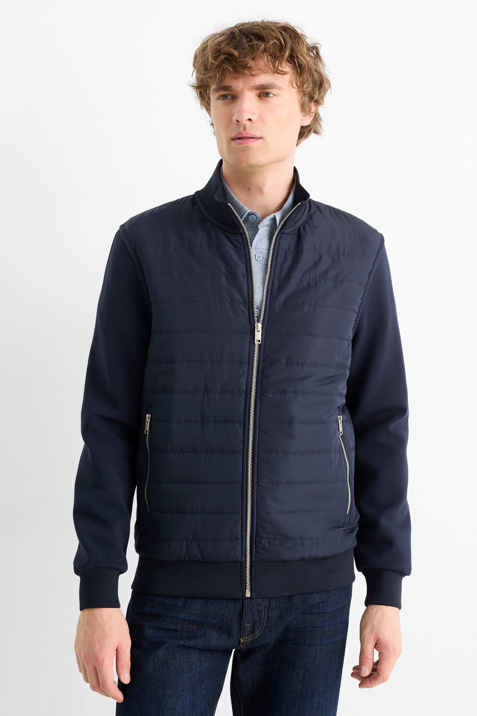 Zip-through sweatshirt dark blue