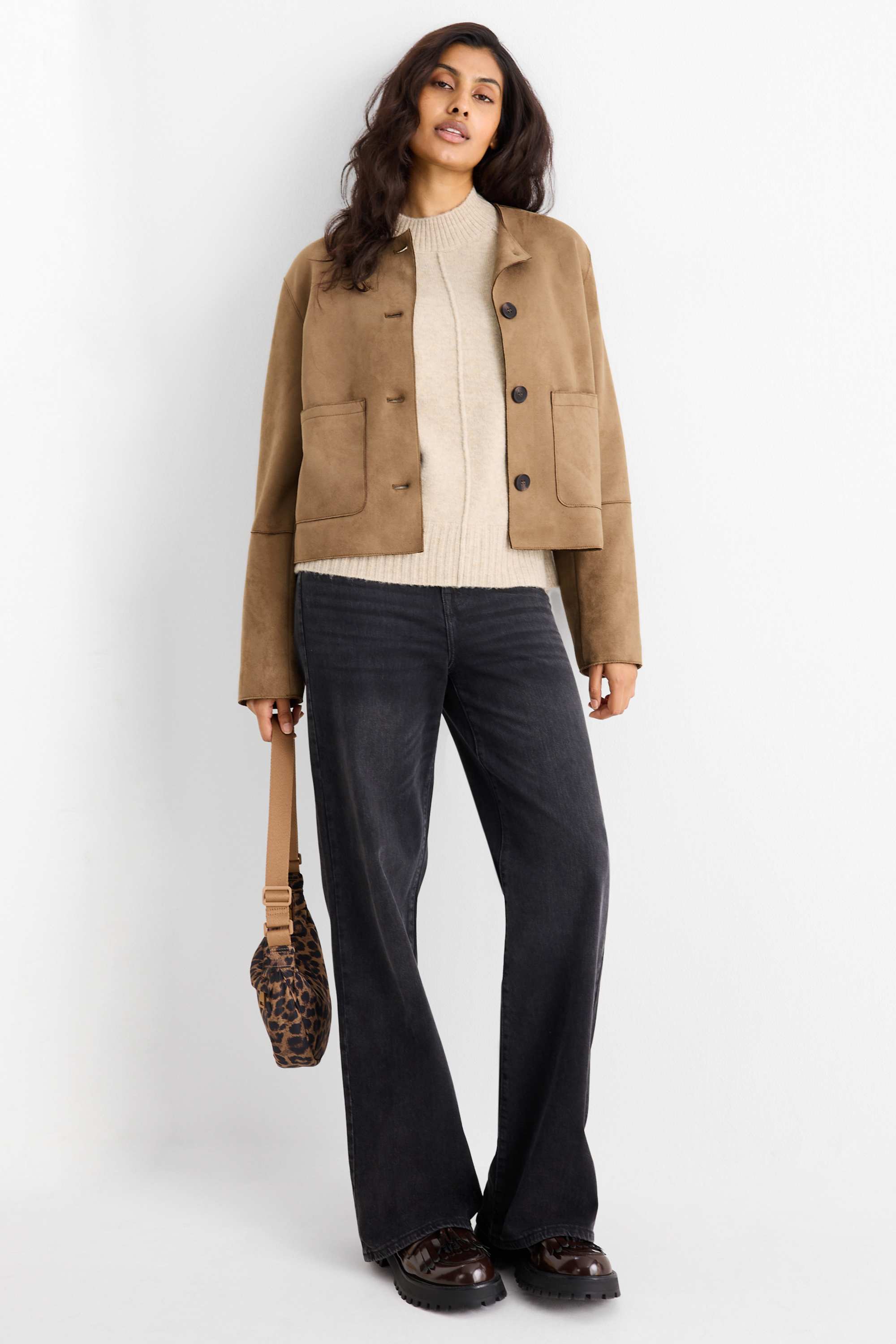 Jacket - faux suede light brown