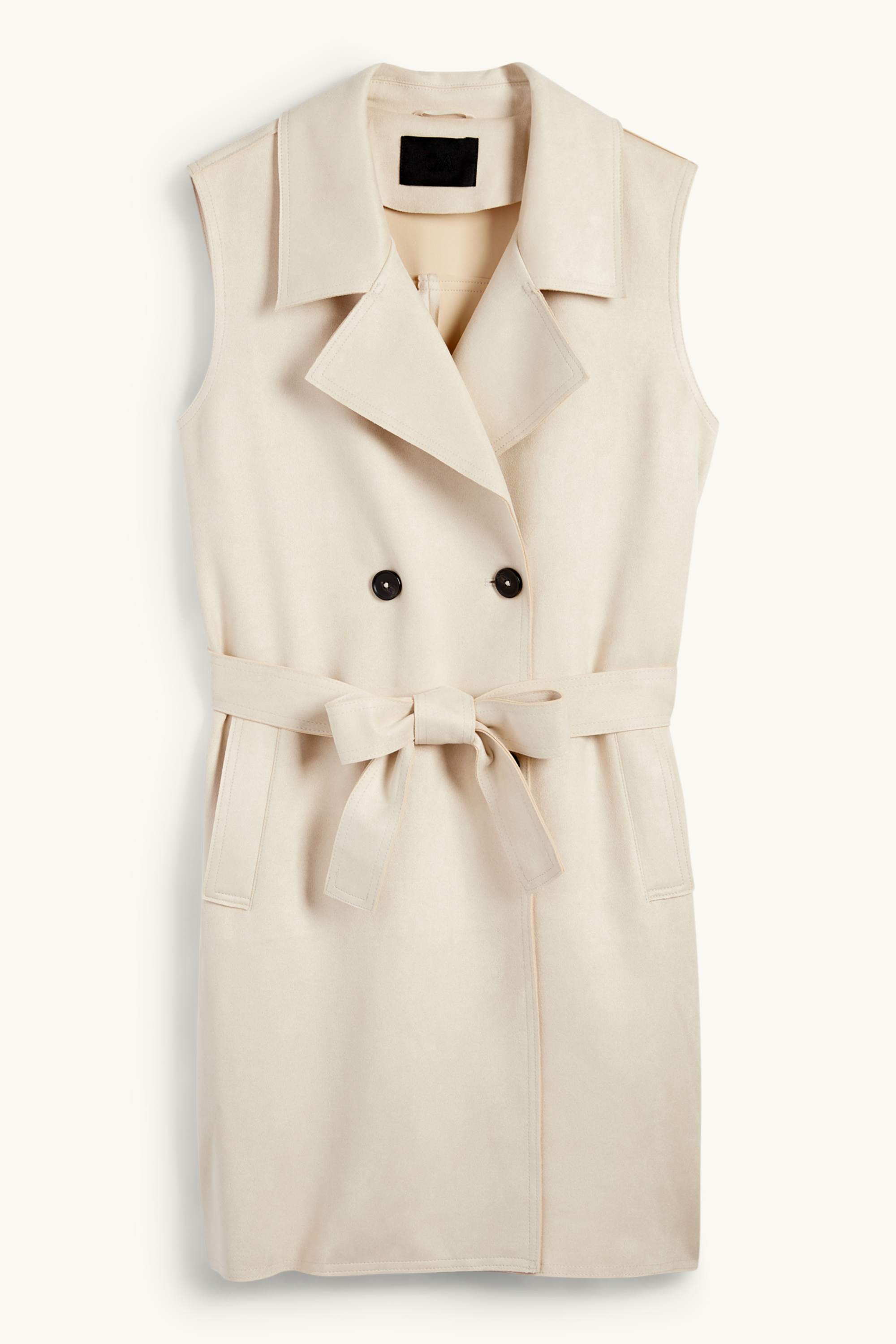 Long waistcoat - regular fit - faux suede light beige