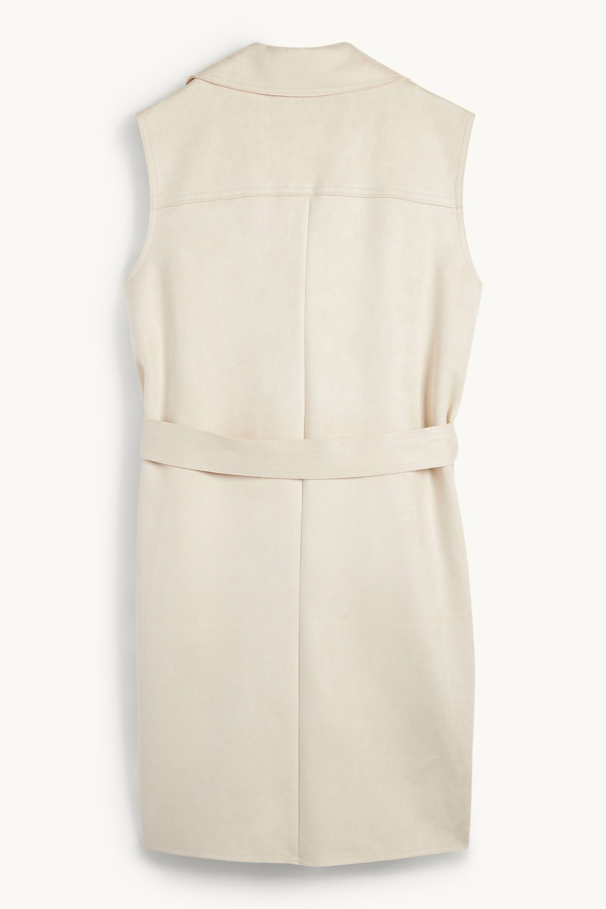 Long waistcoat - regular fit - faux suede light beige