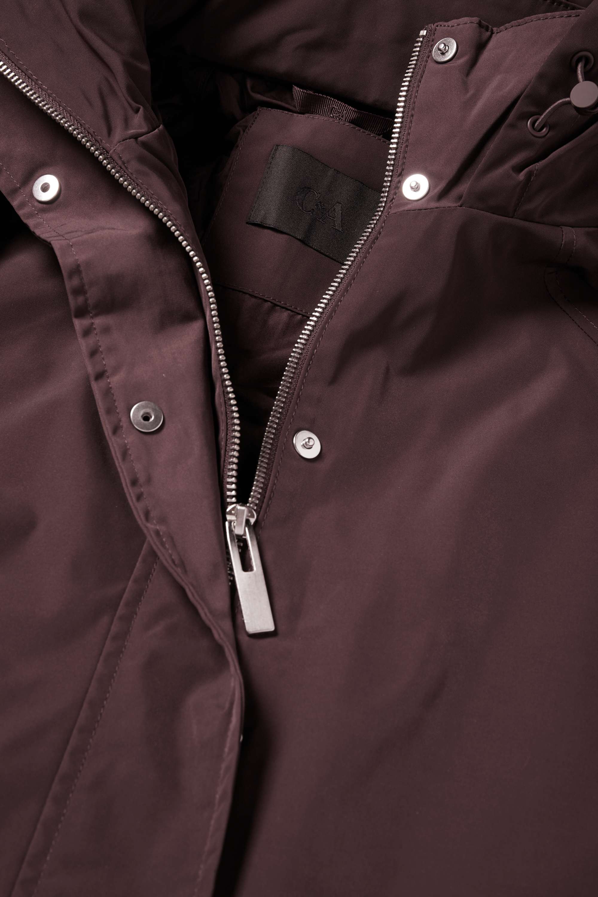 Jacket with hood dark red