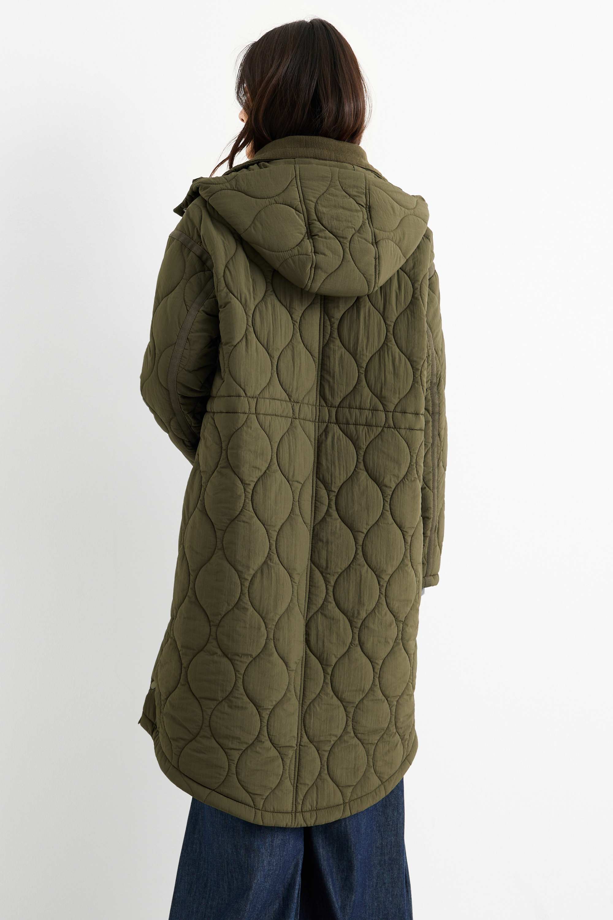 Quilted coat with hood green