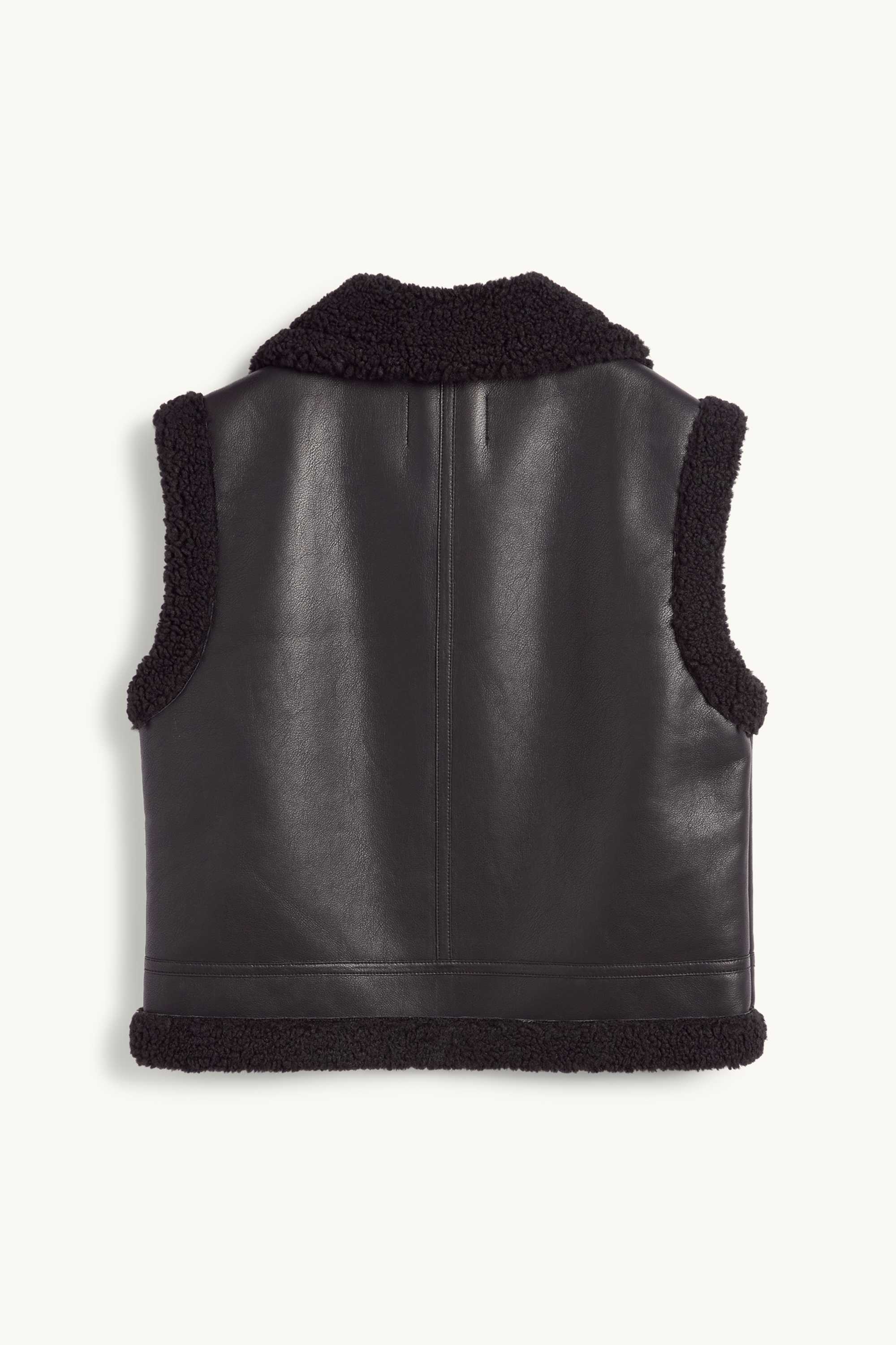 Faux shearling waistcoat - faux leather black