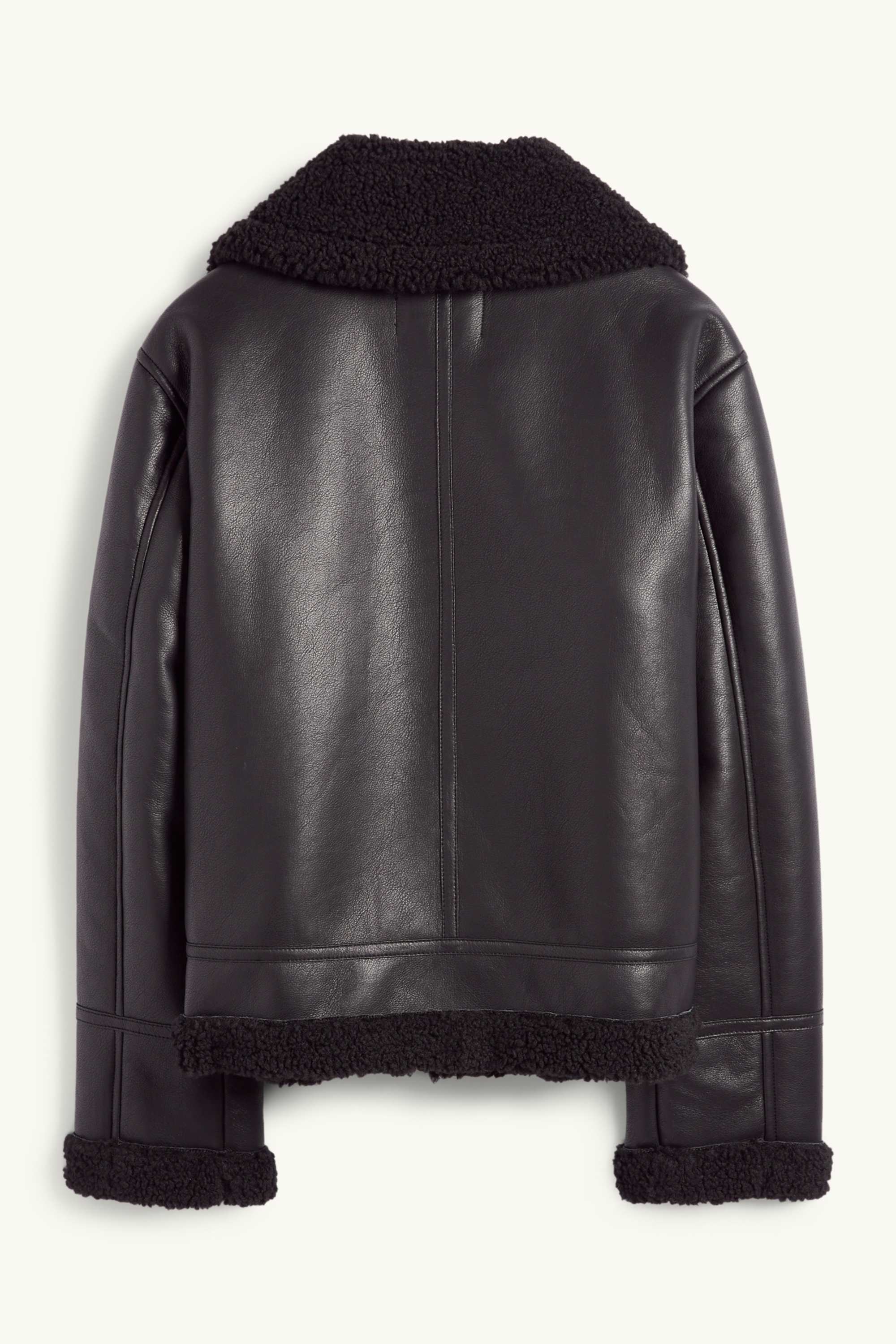 Faux shearling jacket - faux leather black