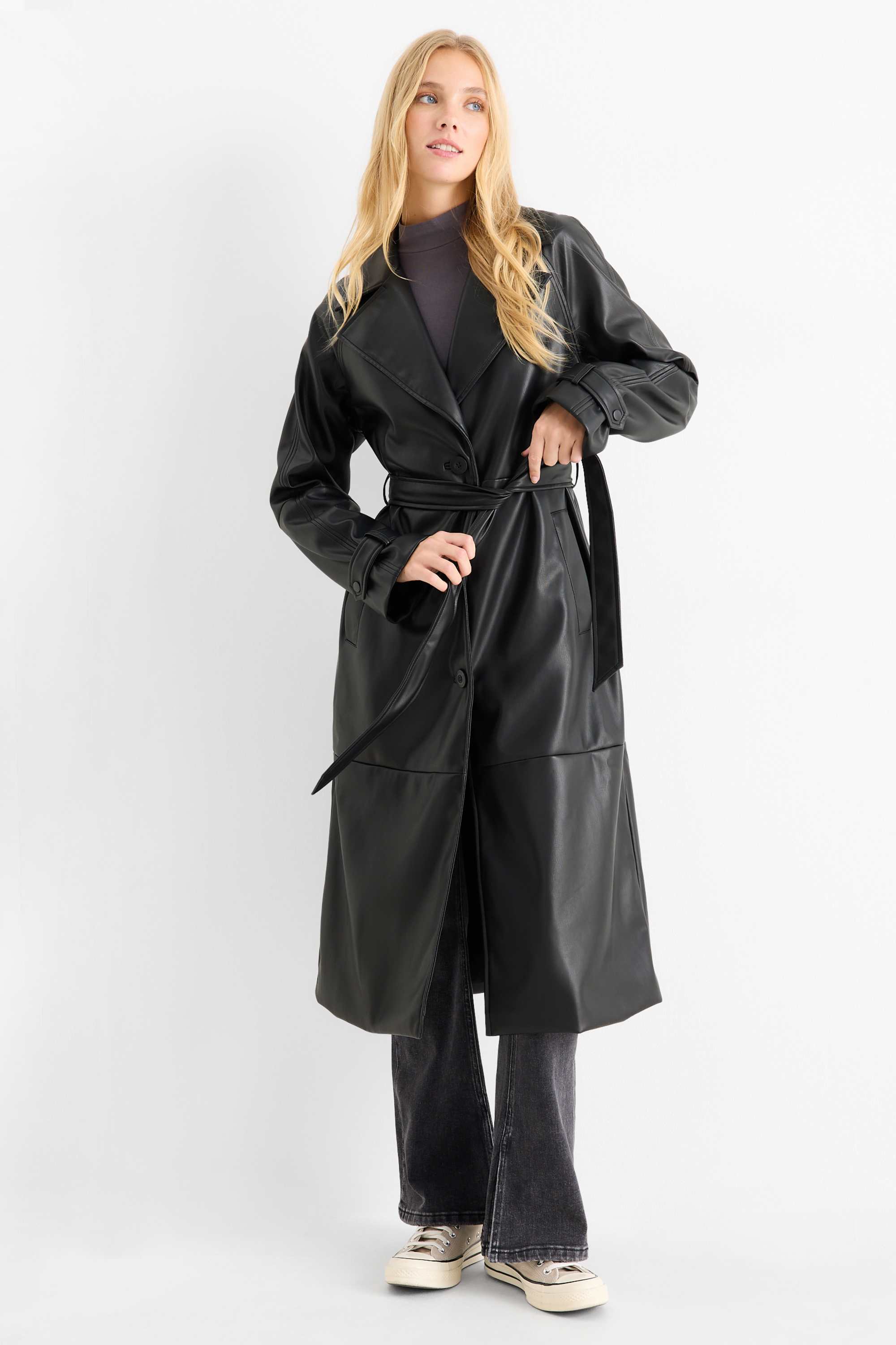 Coat - faux leather black