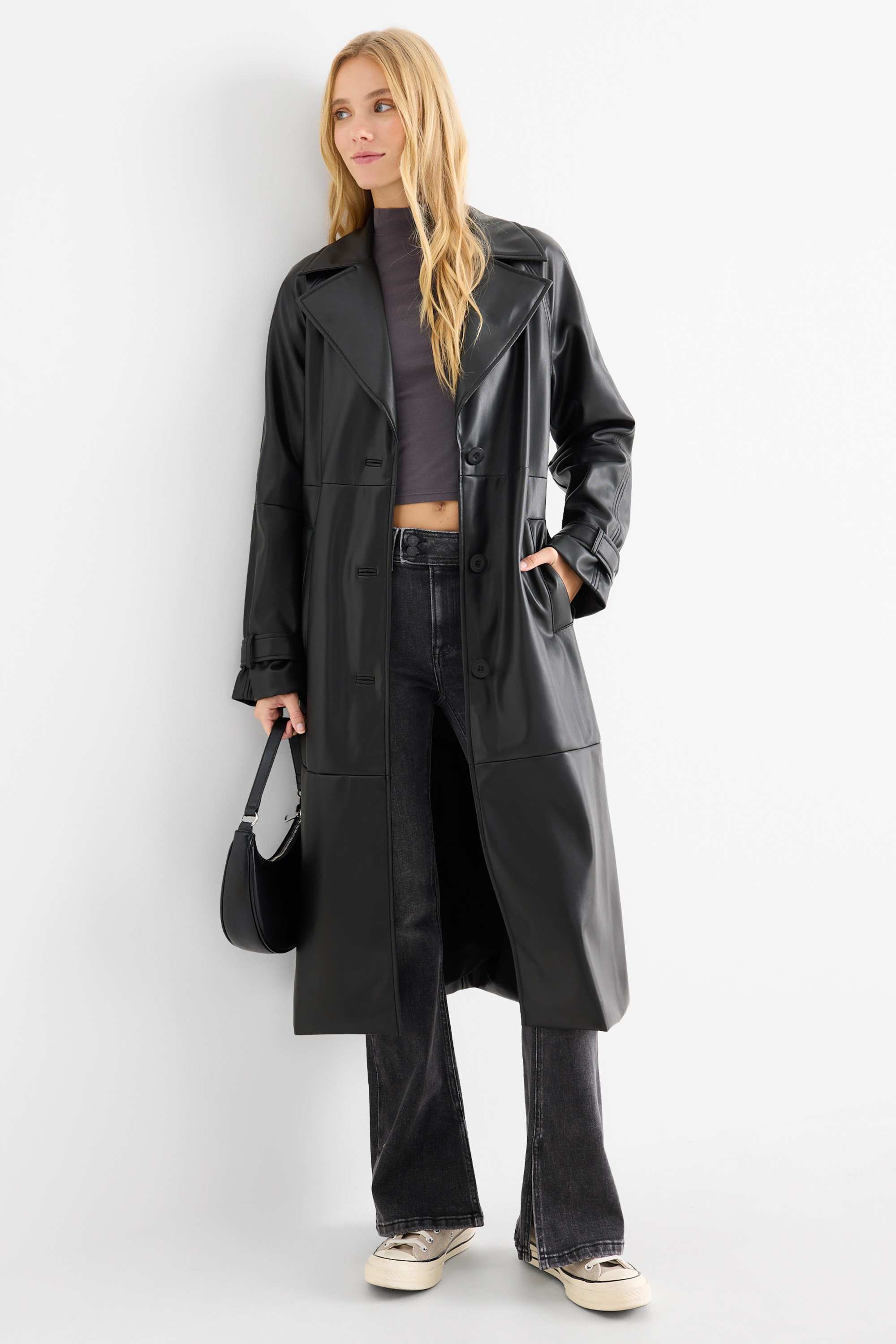 Coat - faux leather black