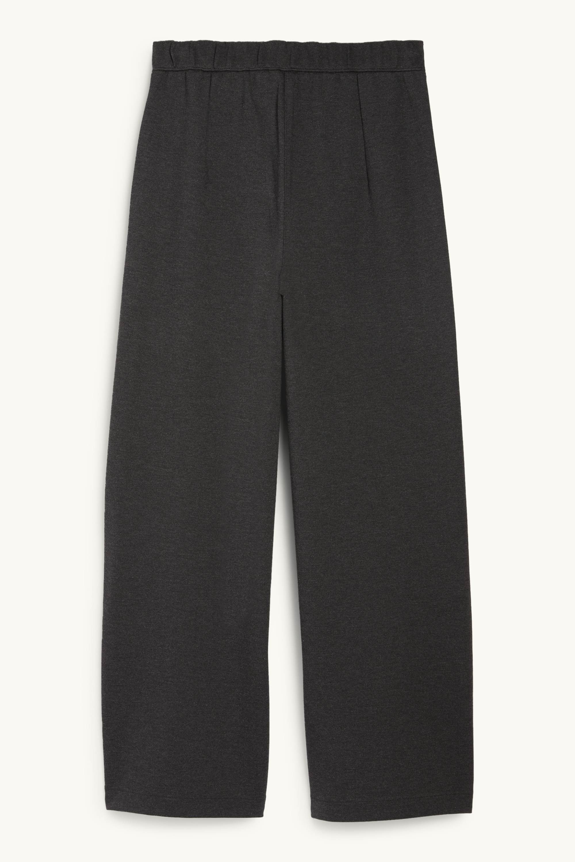 Jersey trousers with belt - high-rise waist - wide leg dark gray