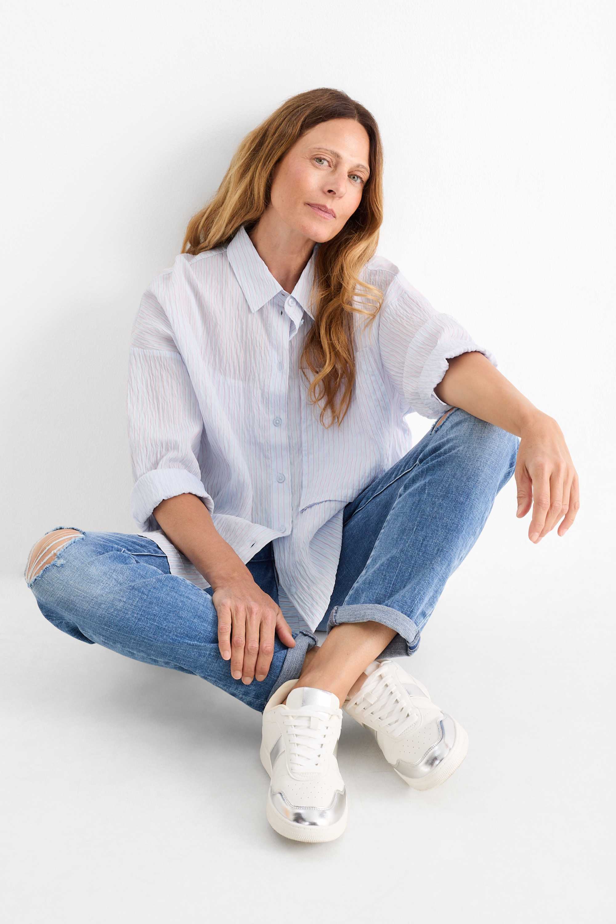 Blouse - striped light blue