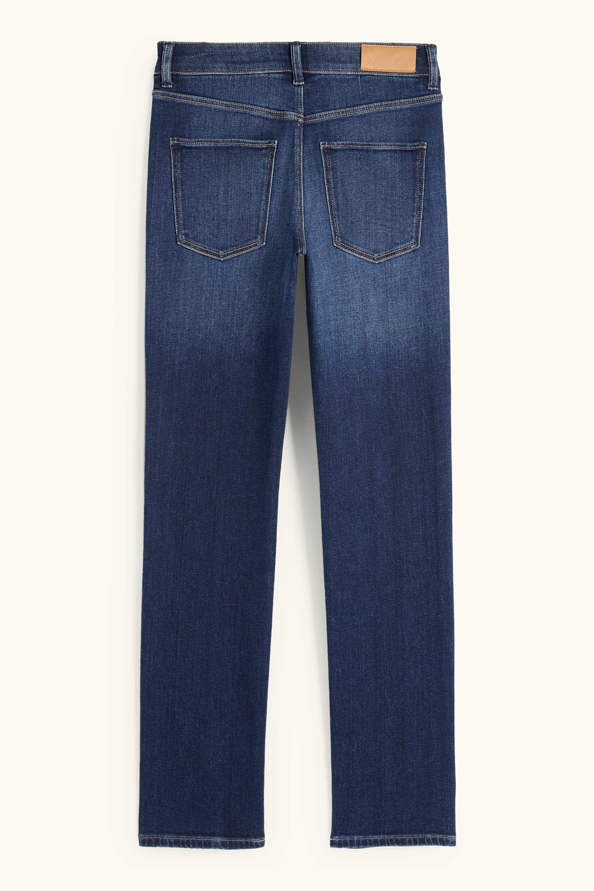 Straight jeans with rhinestones - mid-rise waist denim-dark blue
