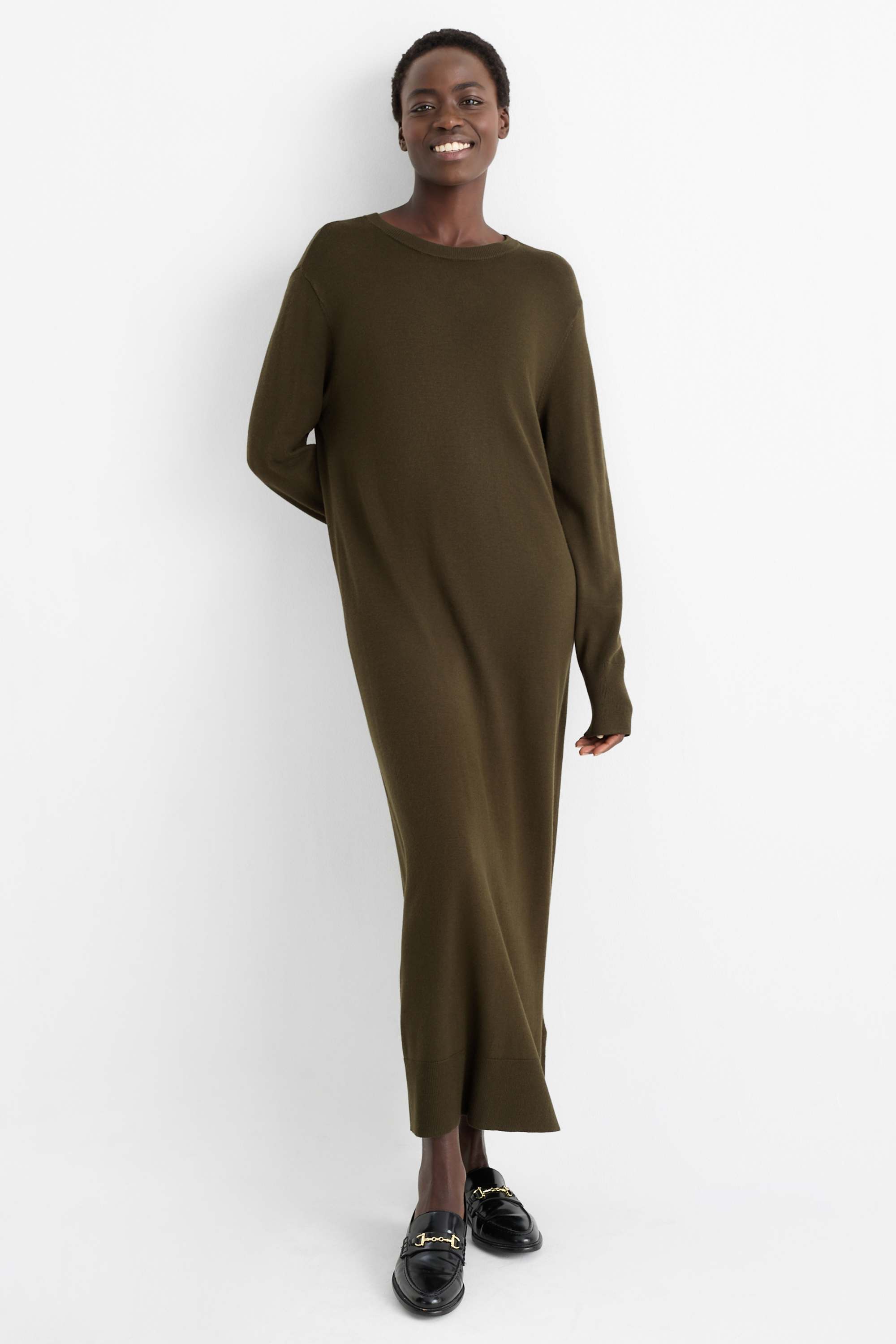 Knitted dress dark green