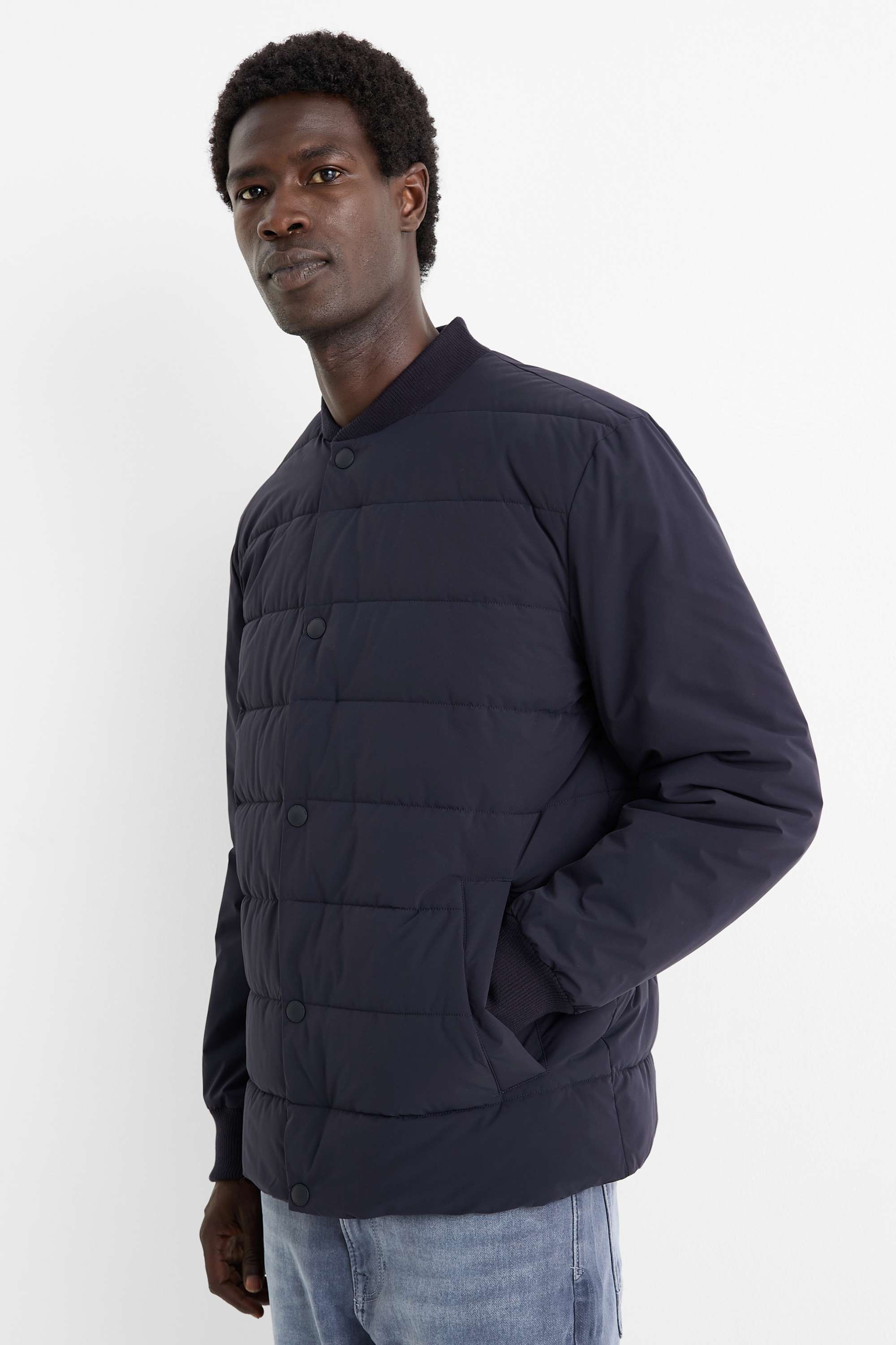 Quilted bomber jacket - water-repellent dark blue