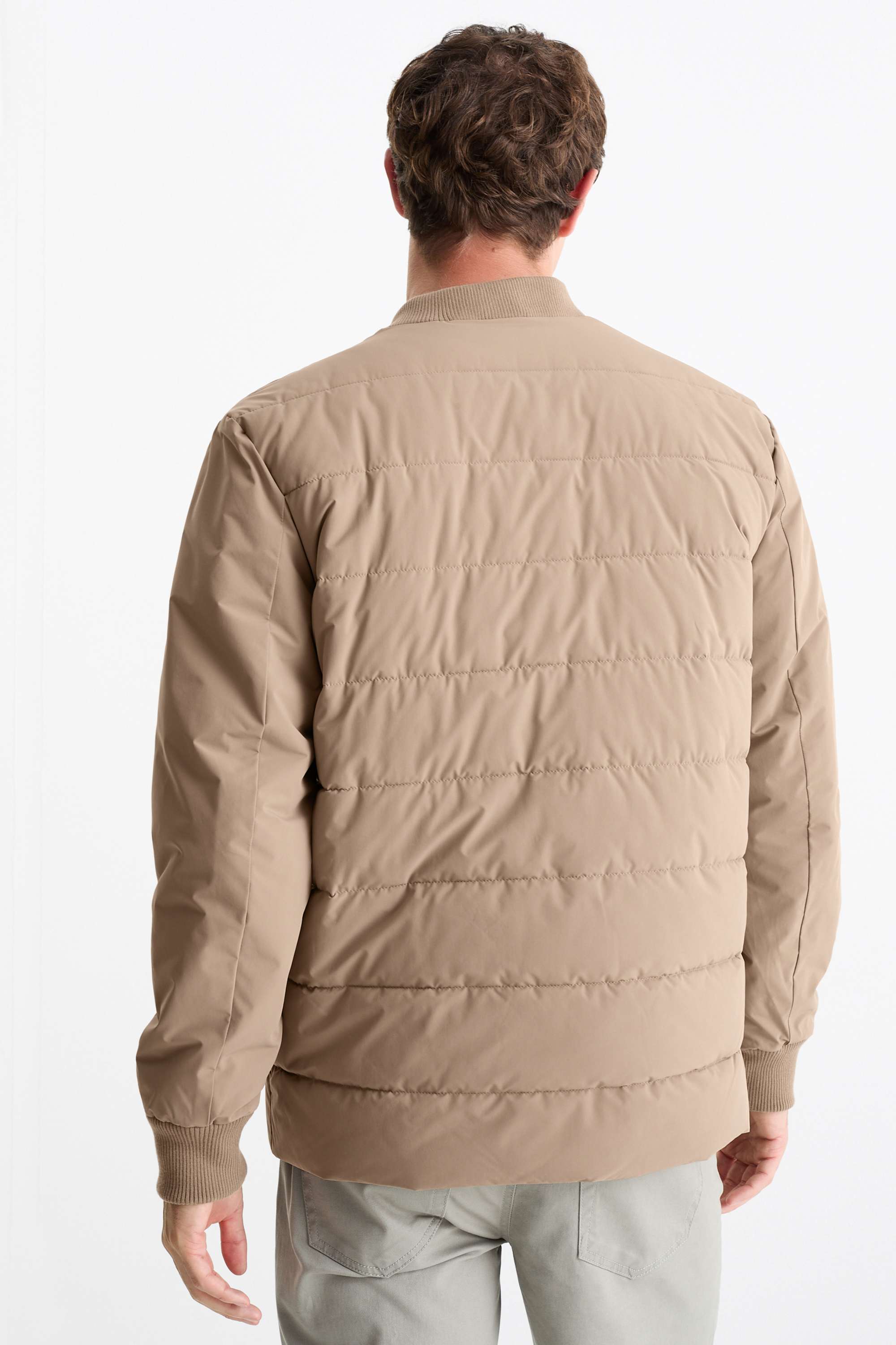 Quilted bomber jacket - water-repellent beige