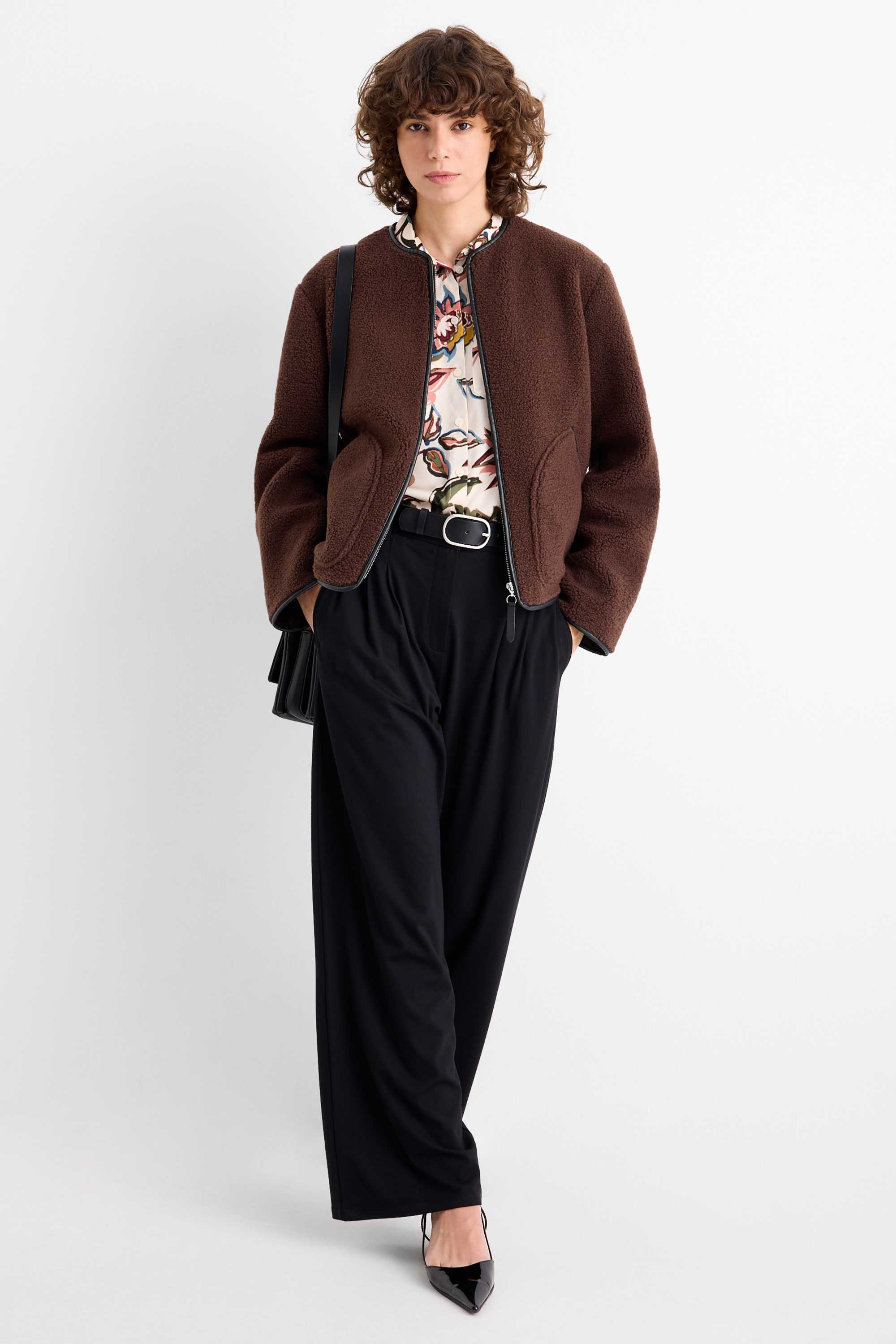 Teddy fur jacket dark brown