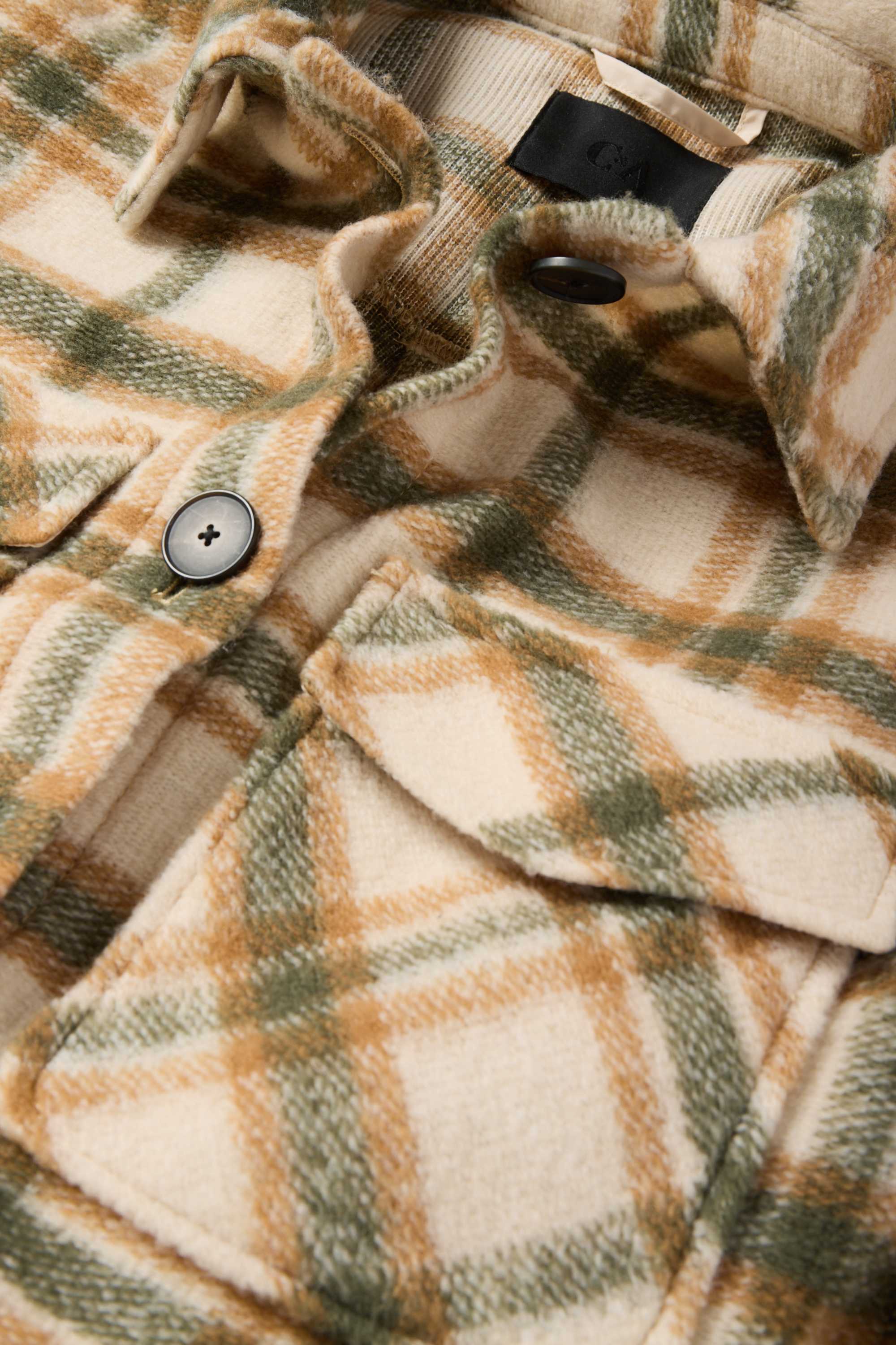 Knitted coat - check light beige