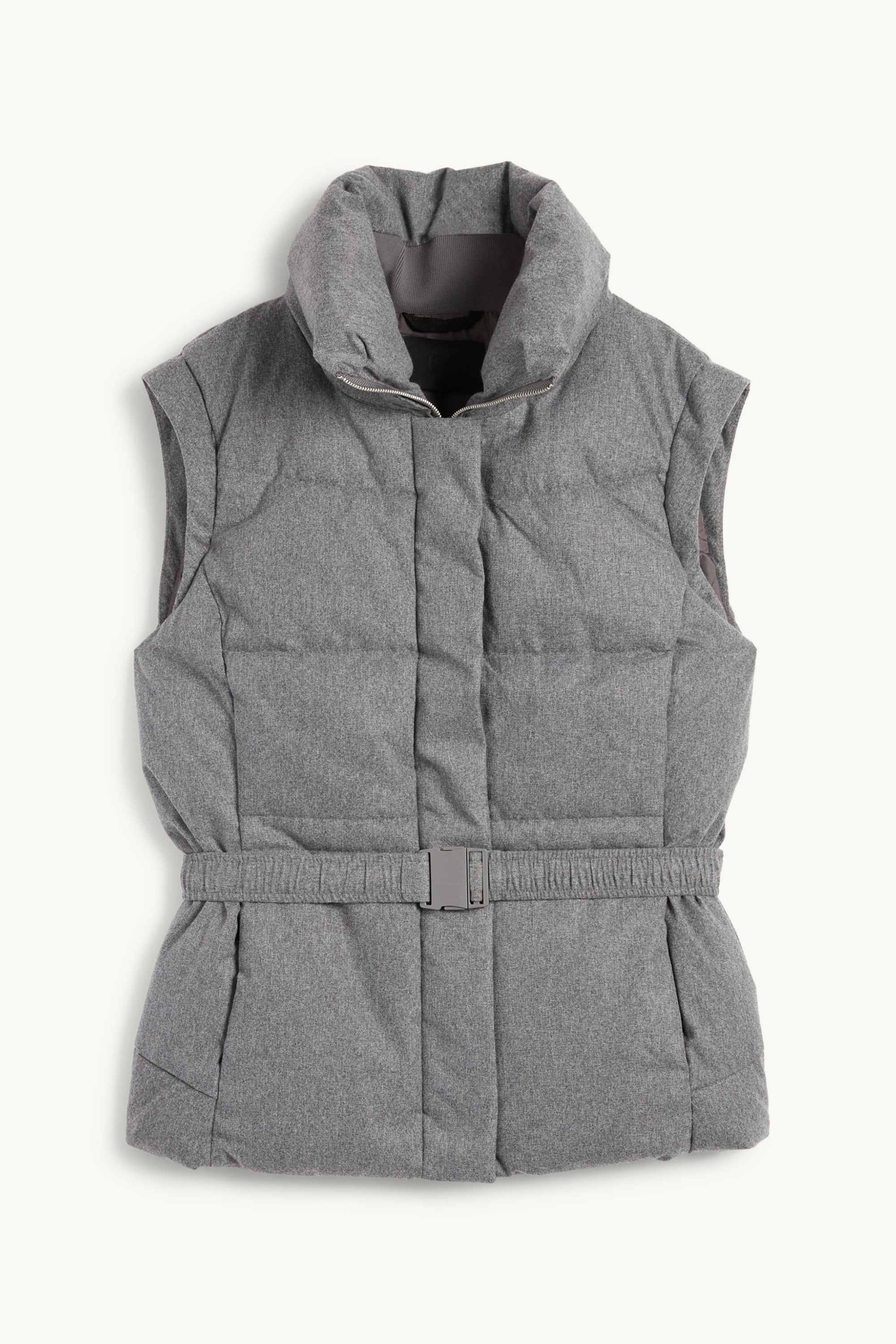 Quilted gilet with belt gray