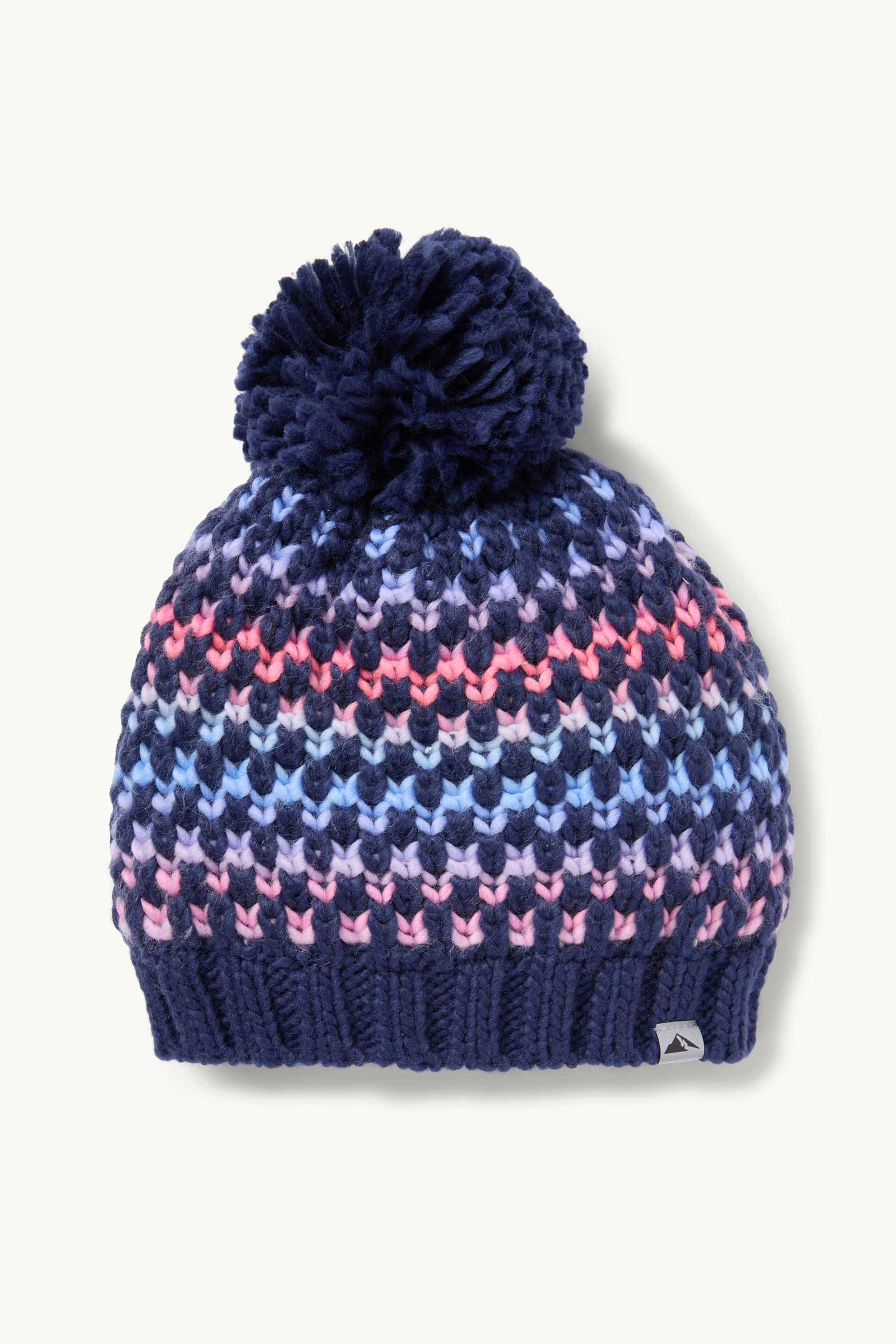 Pom-pom hat - patterned dark blue