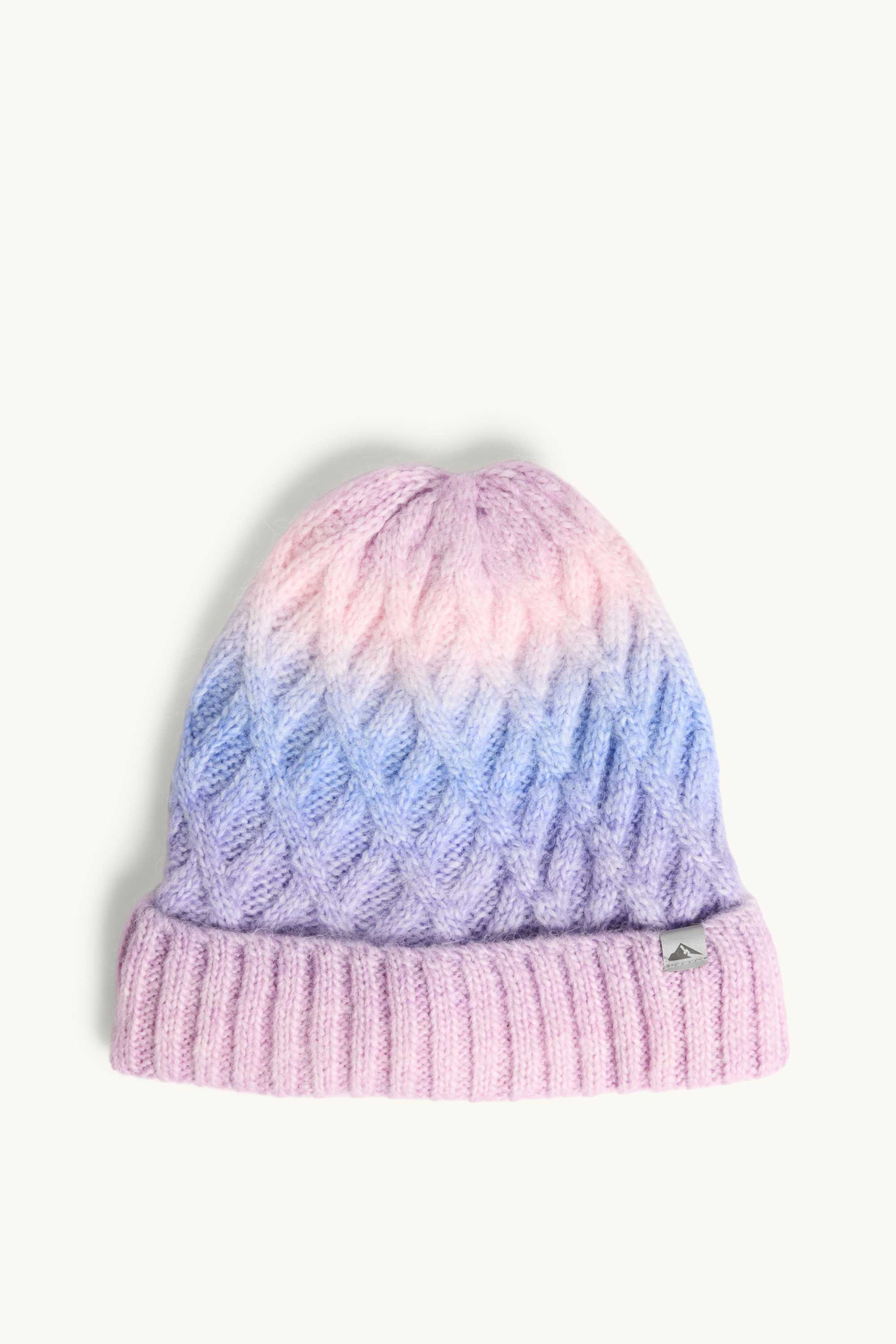 Ski hat - cable knit pattern pink / light blue