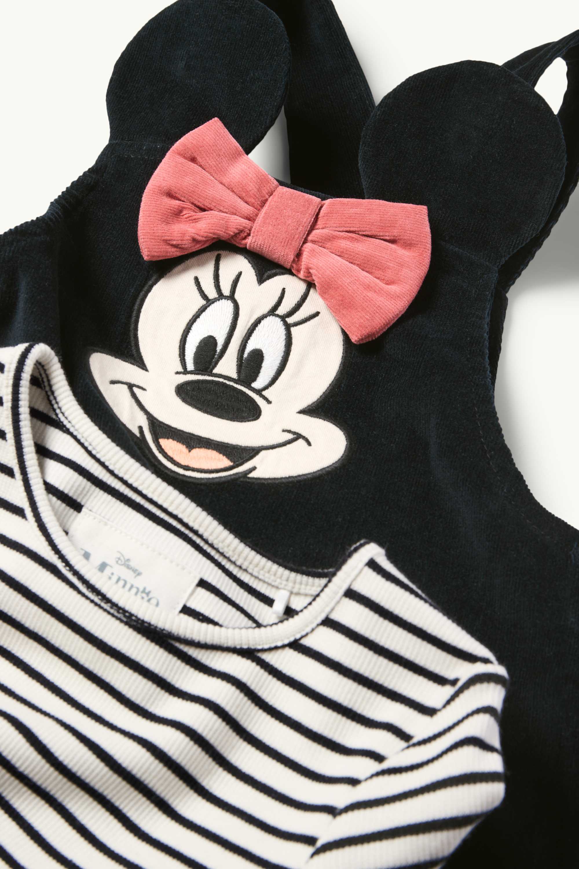 Minnie Mouse - set - velvet dress and long sleeve top - 2 piece black / white