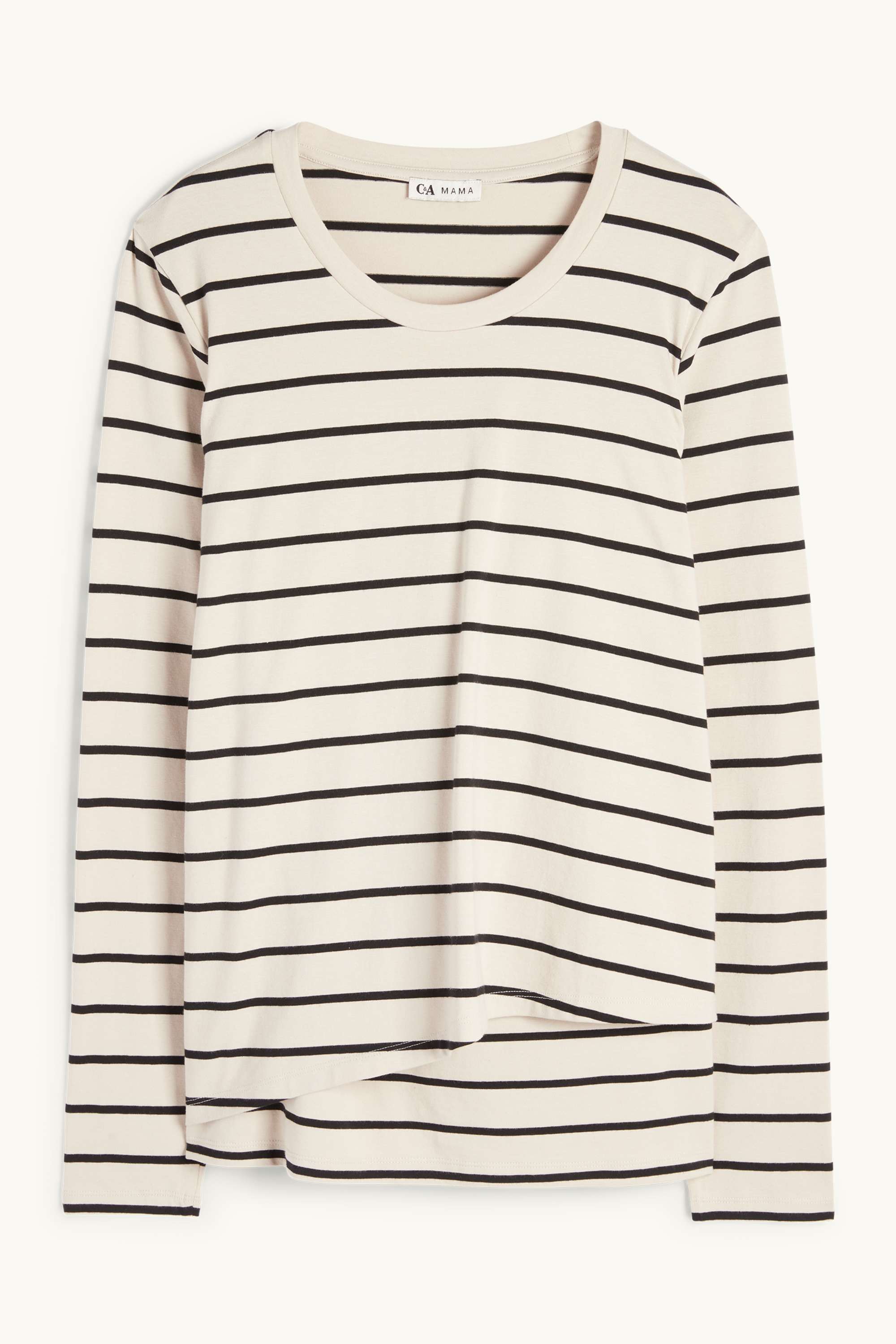 Maternity long sleeve top - striped light beige
