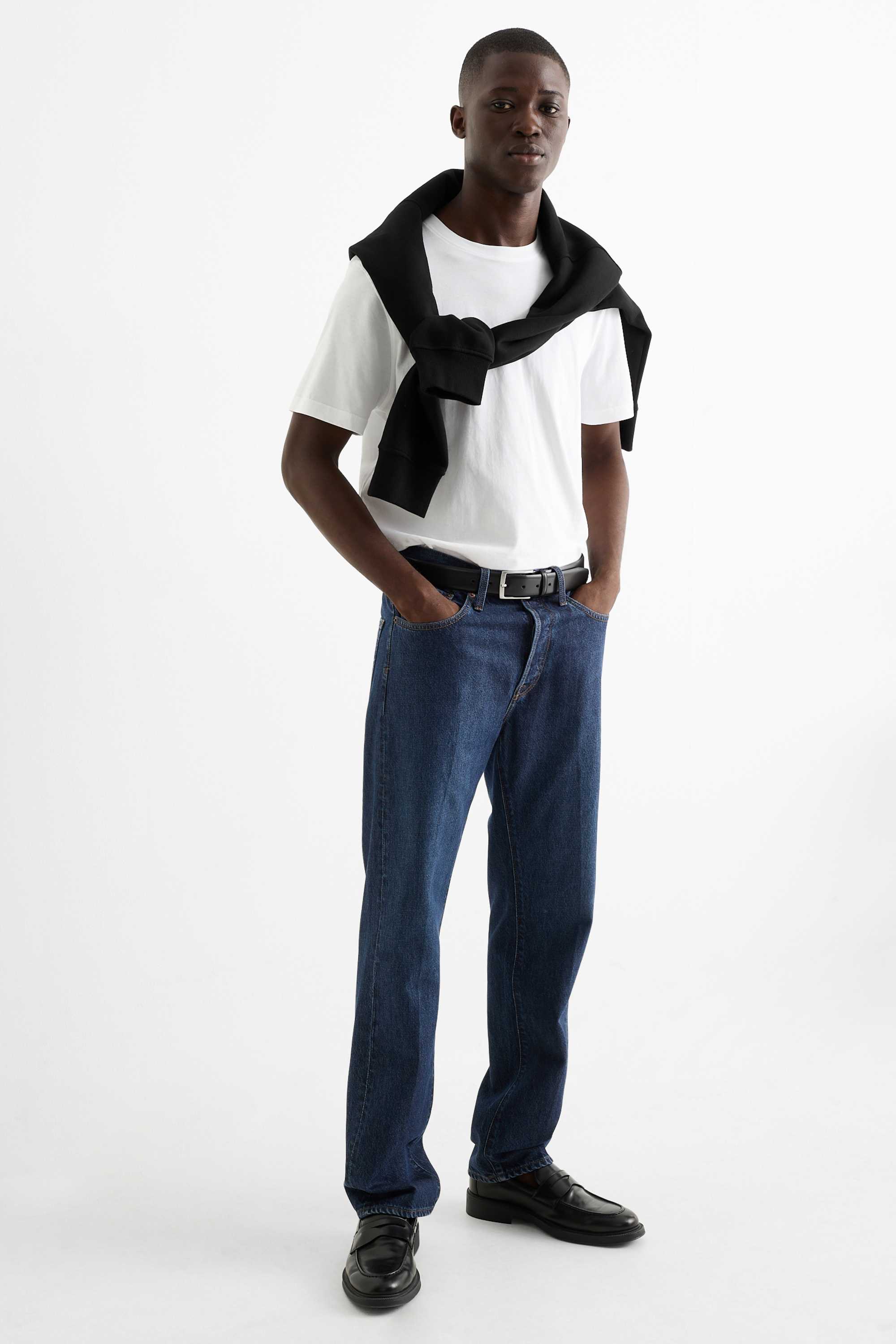 Regular jeans with button fly blue denim