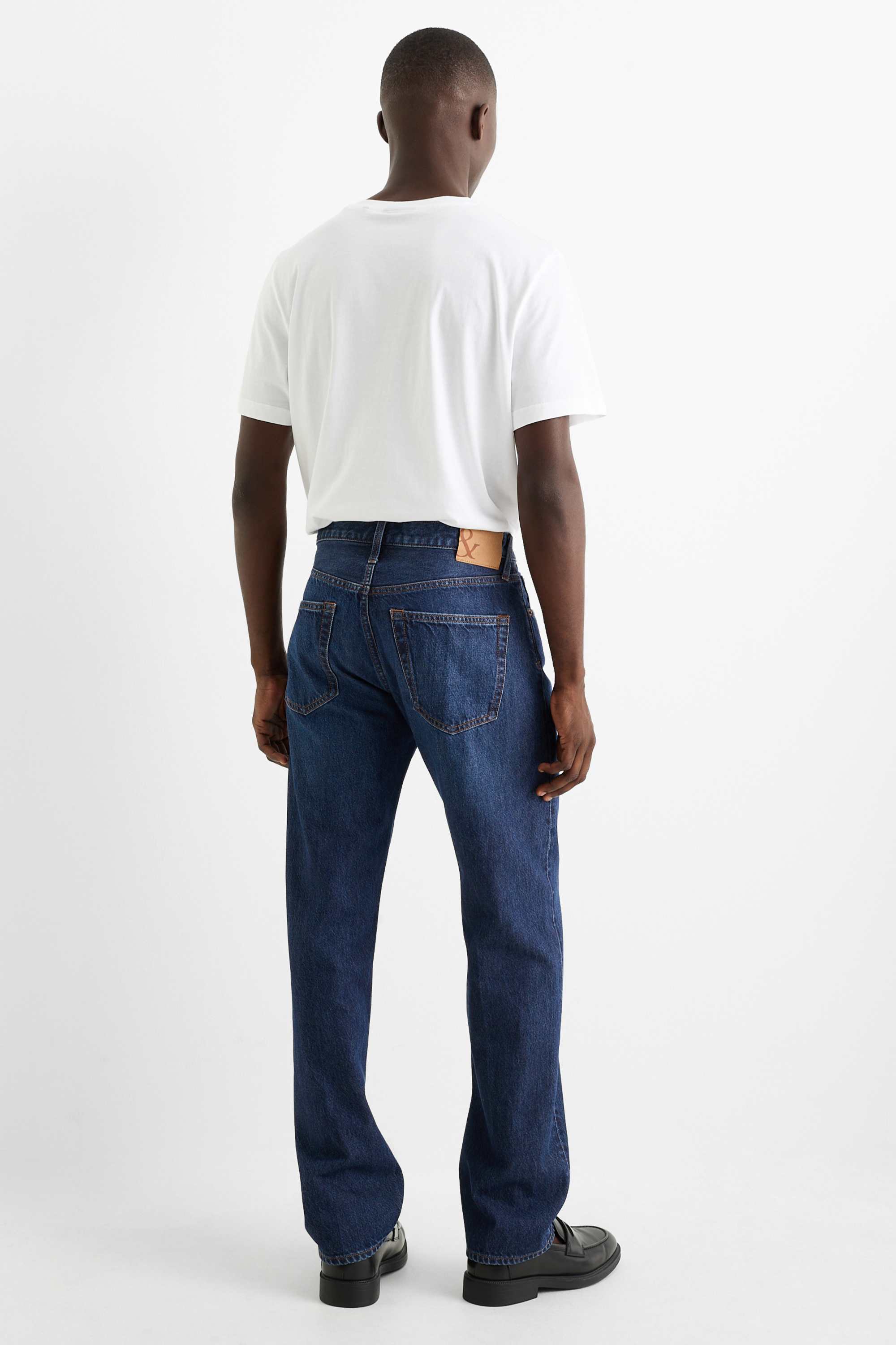 Regular jeans with button fly blue denim