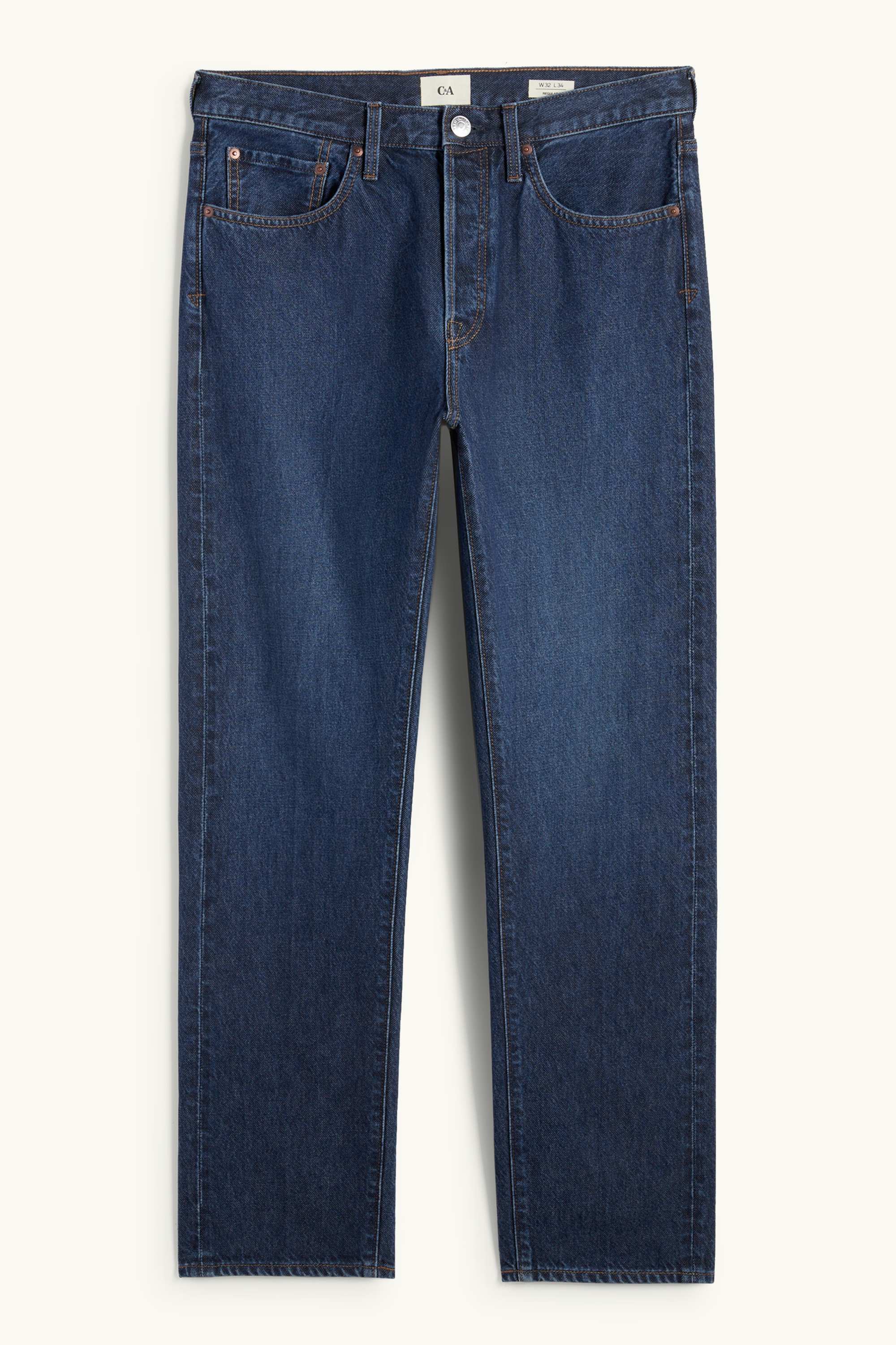 Regular jeans with button fly blue denim