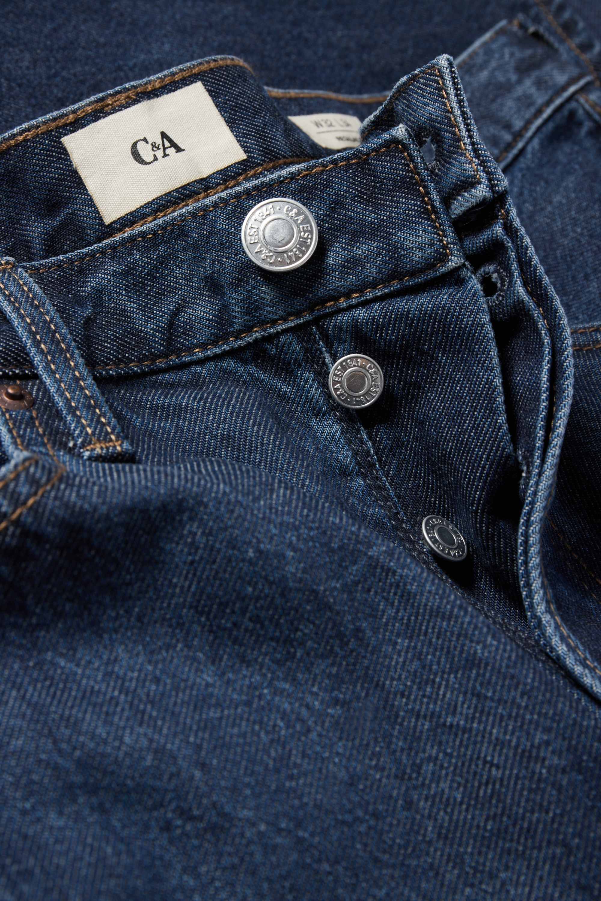 Regular jeans with button fly blue denim