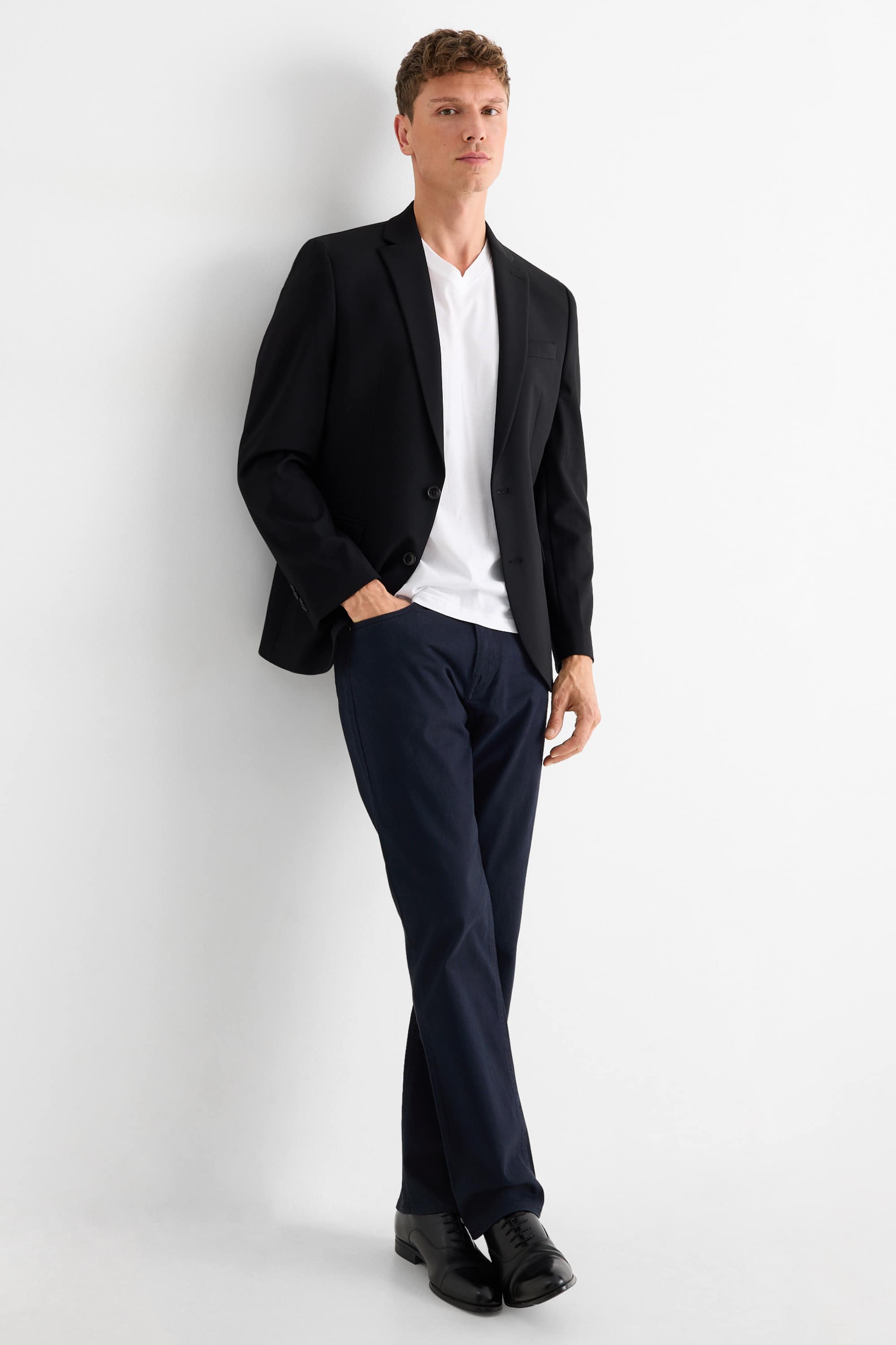 Trousers - regular fit denim-dark blue