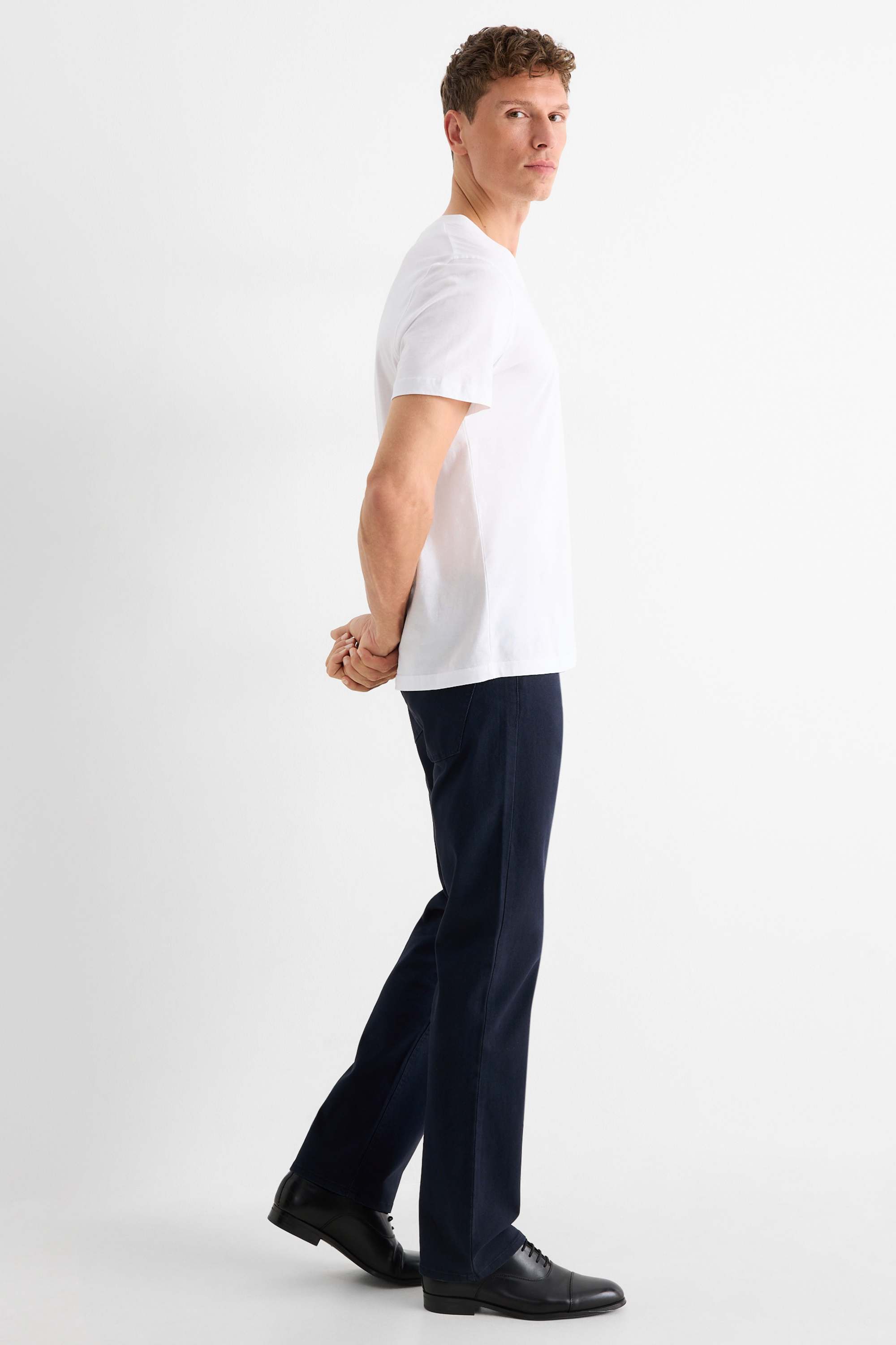 Trousers - regular fit denim-dark blue