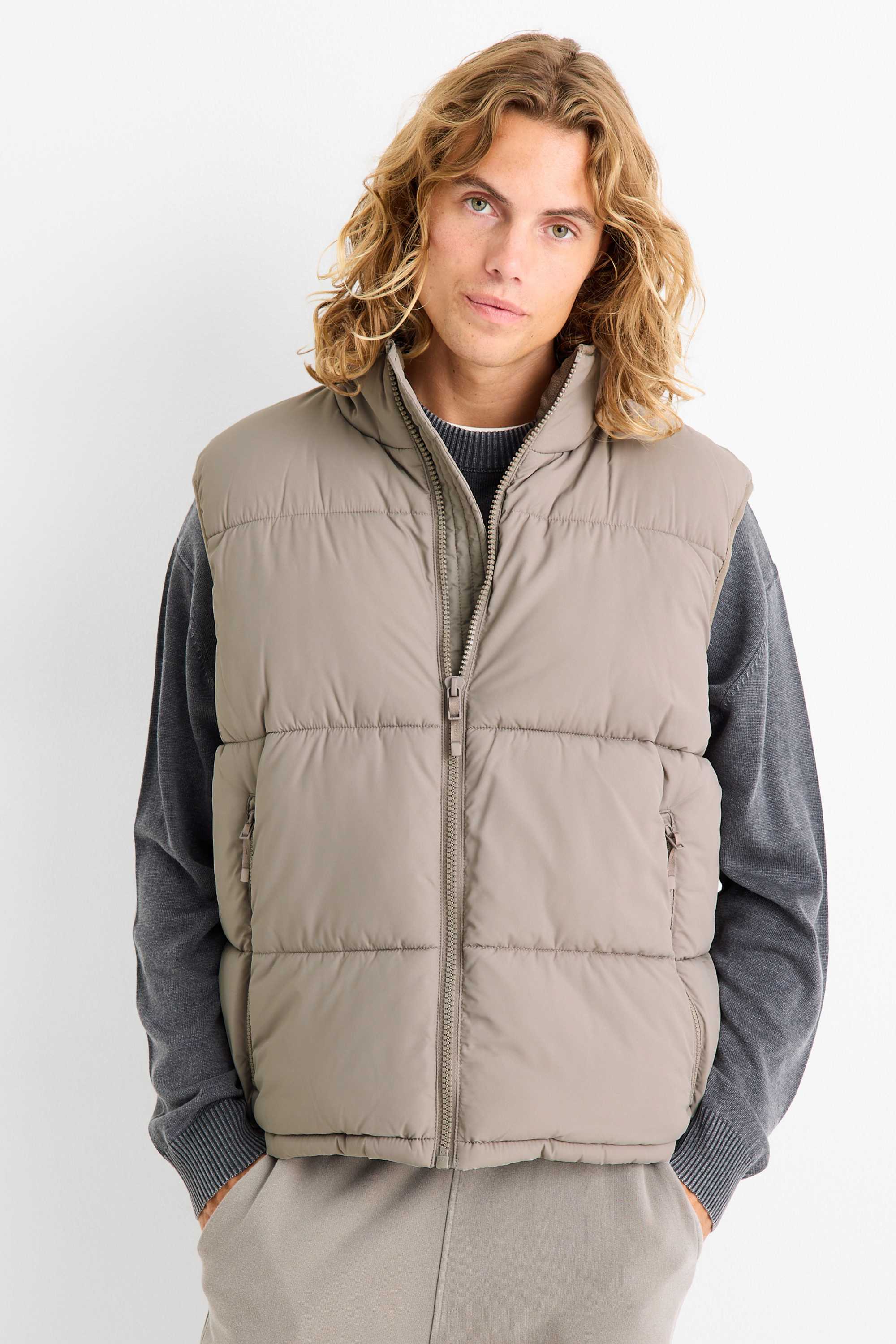 Quilted gilet taupe