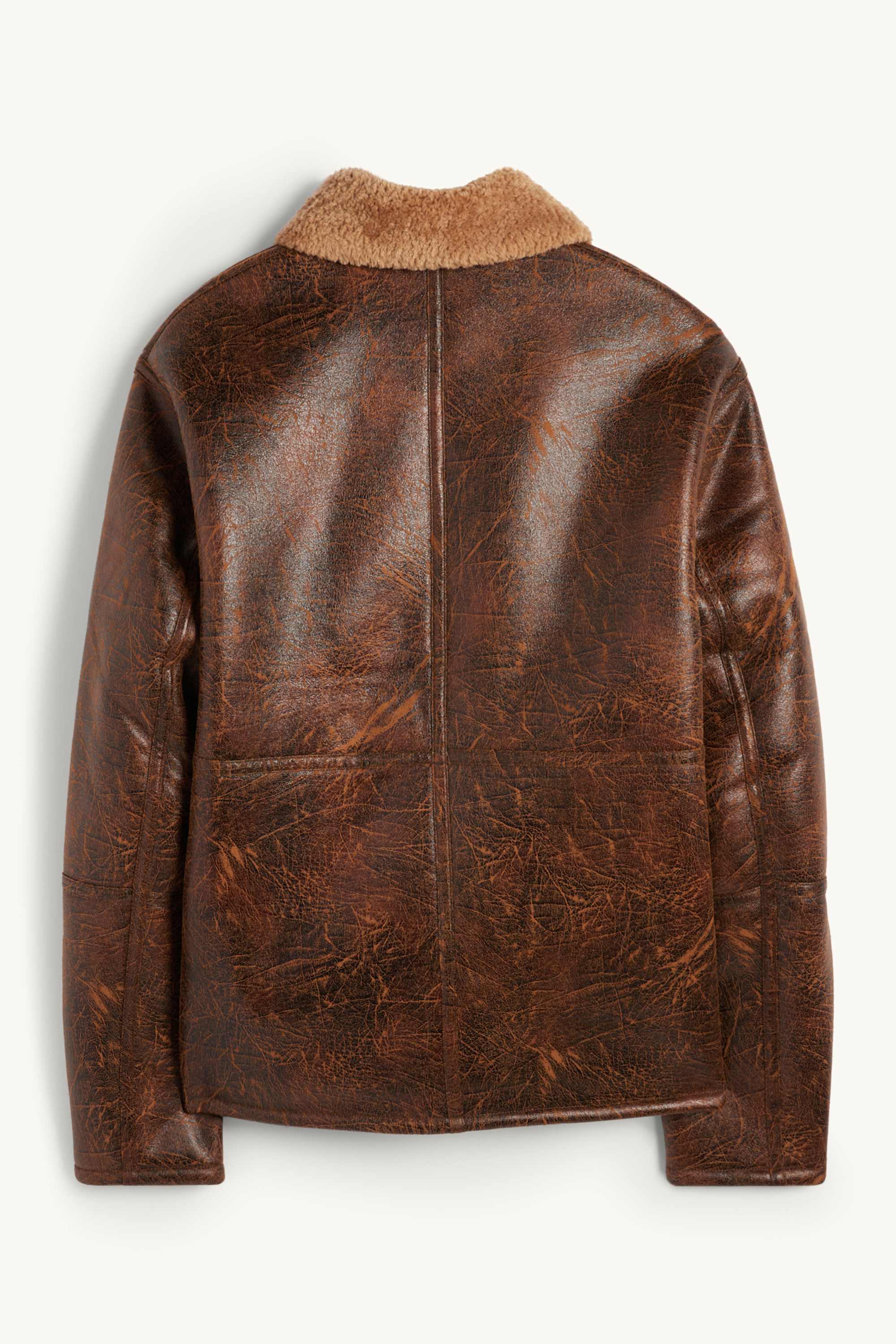 Faux shearling jacket - faux leather brown