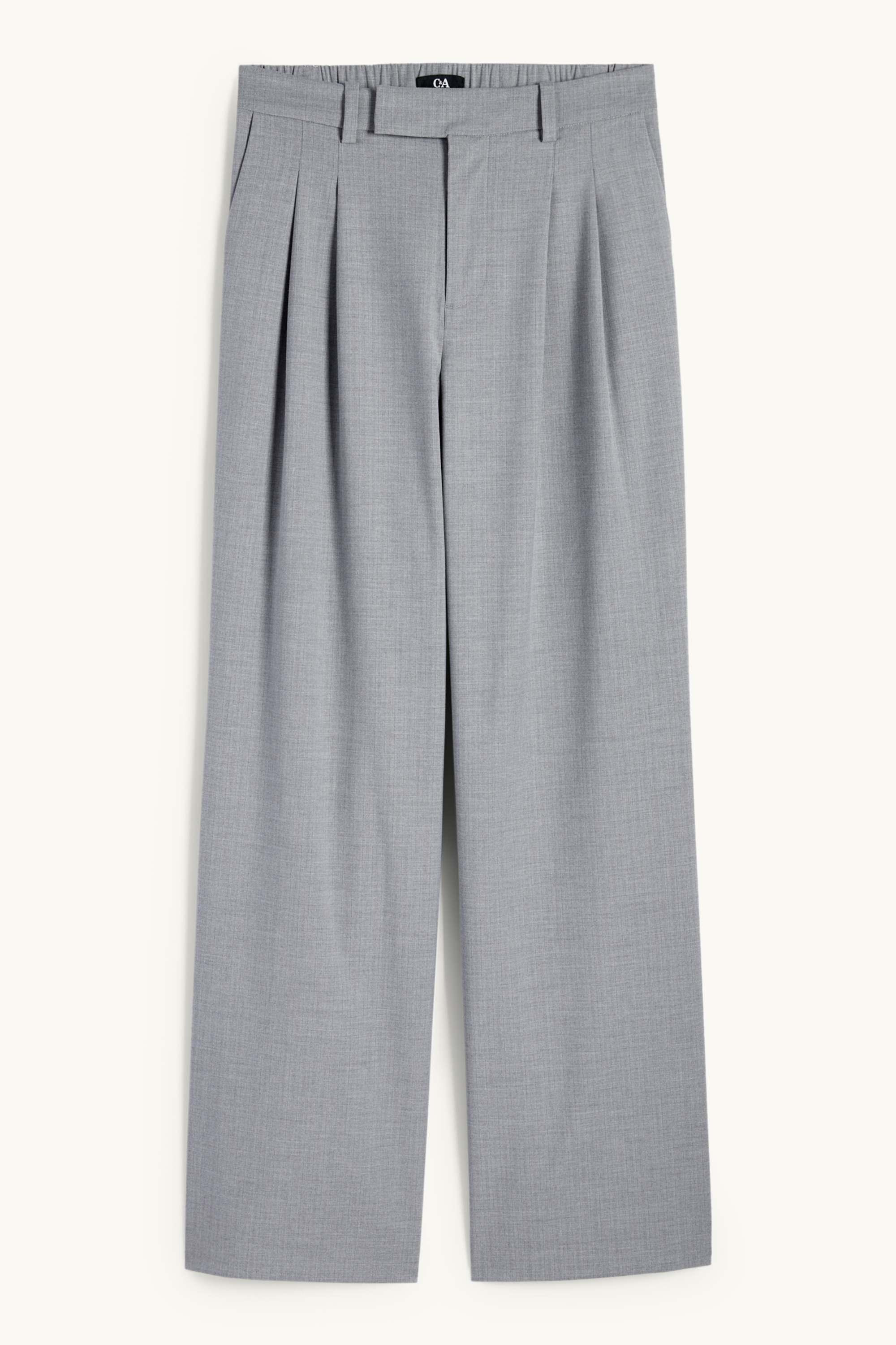 Business trousers - mid-rise waist - relaxed fit - pinstripes gray
