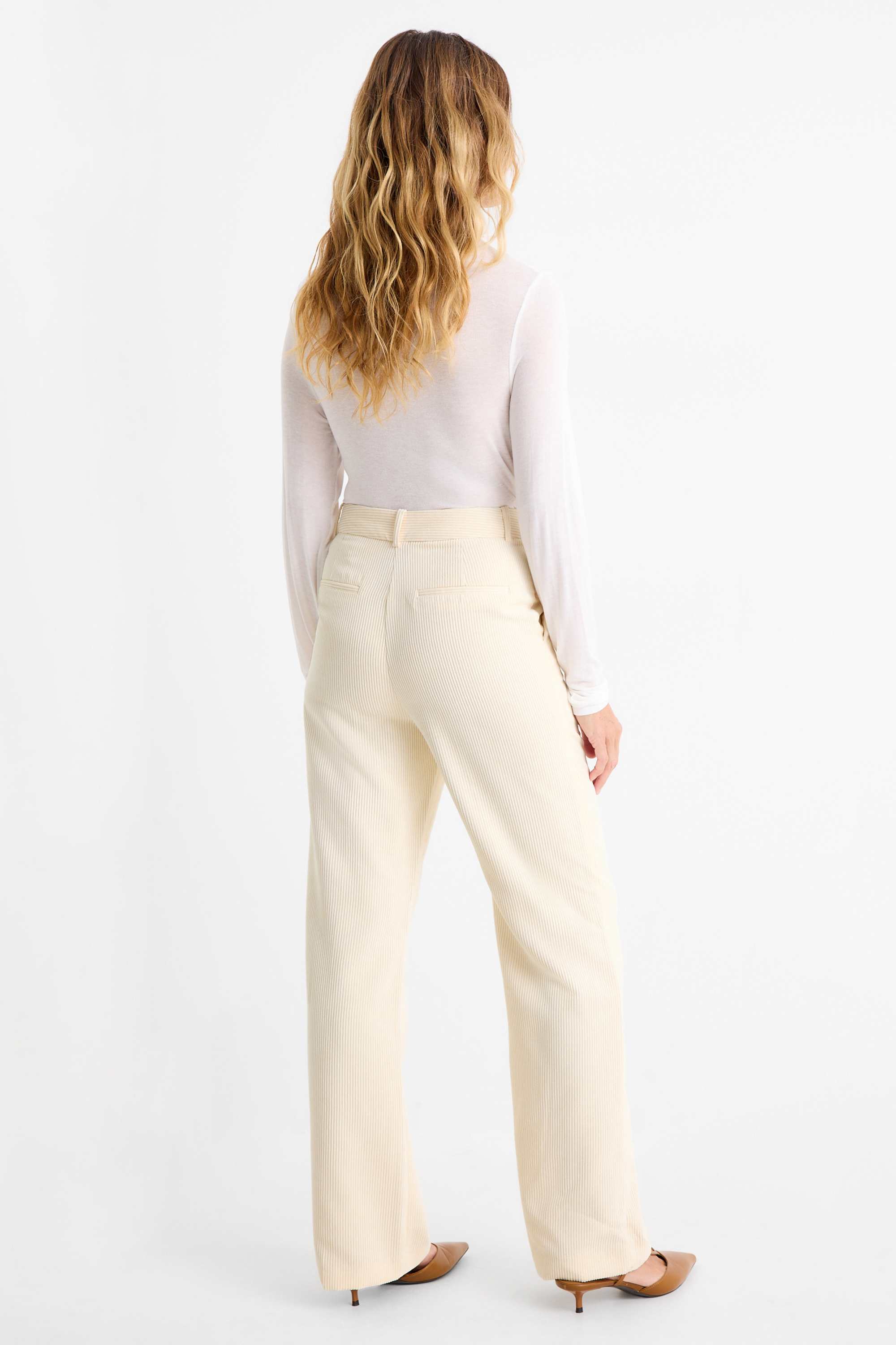 Business trousers - high waist - regular fit cremewhite