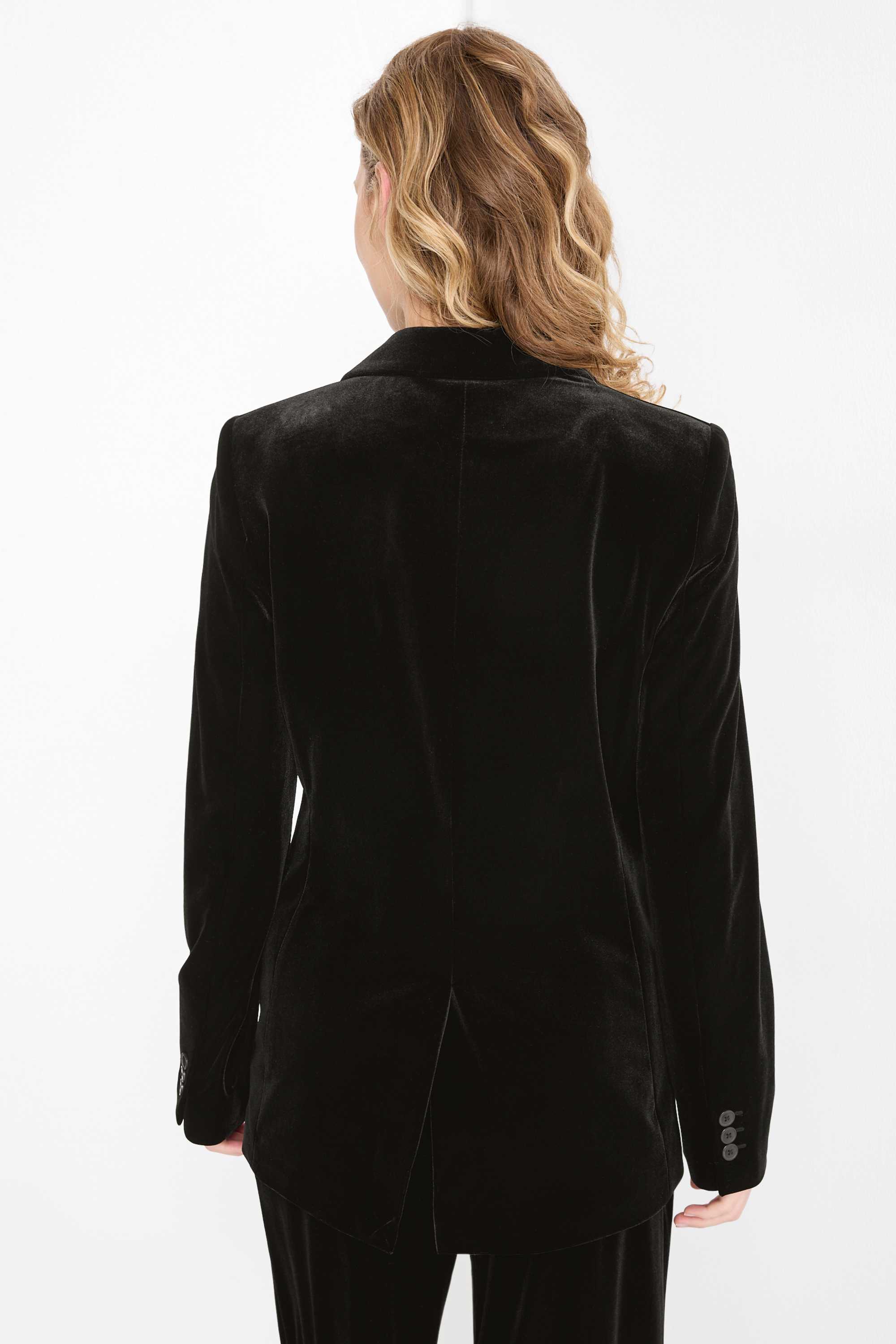 Long velvet blazer - regular fit black