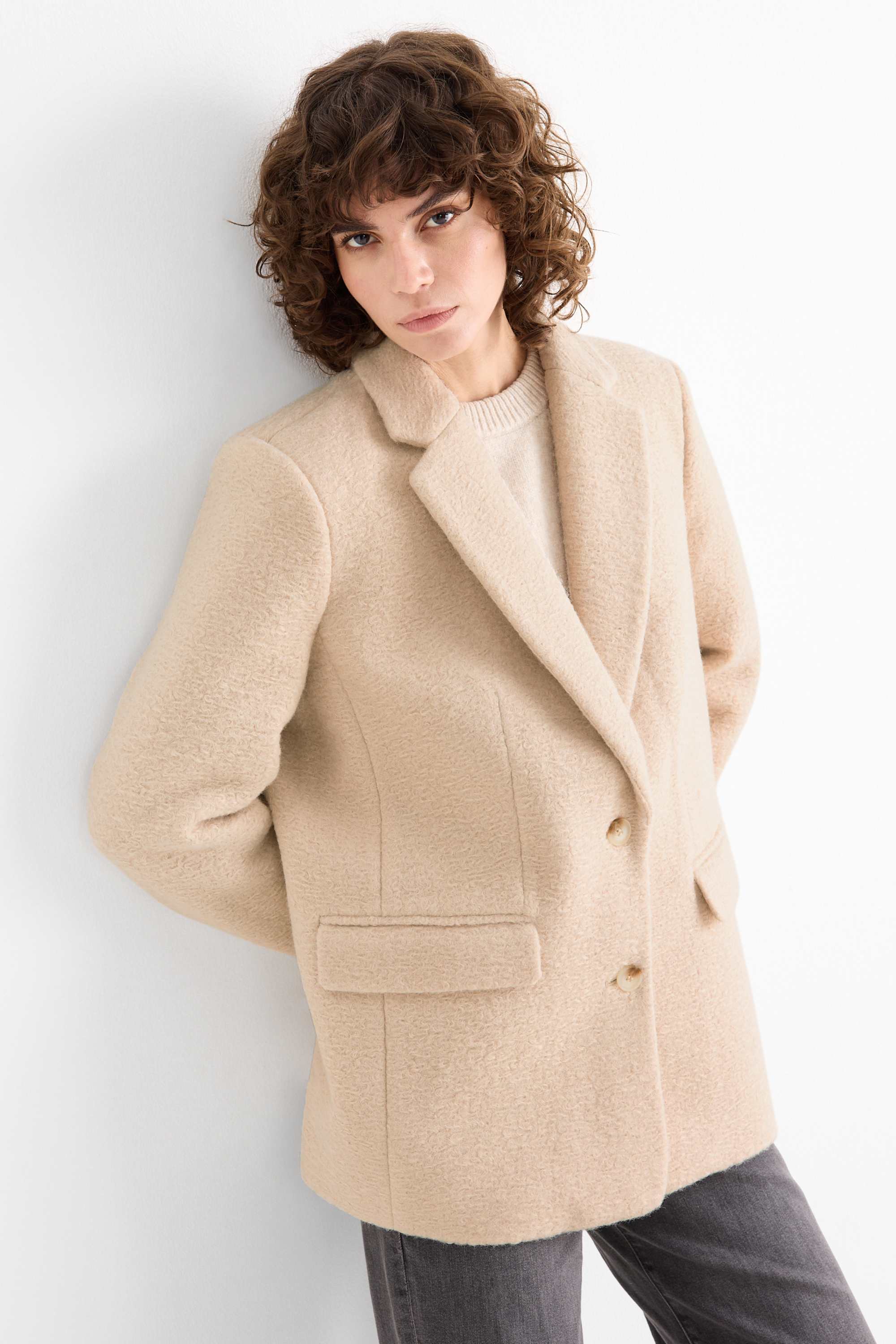 Long blazer - relaxed fit light beige