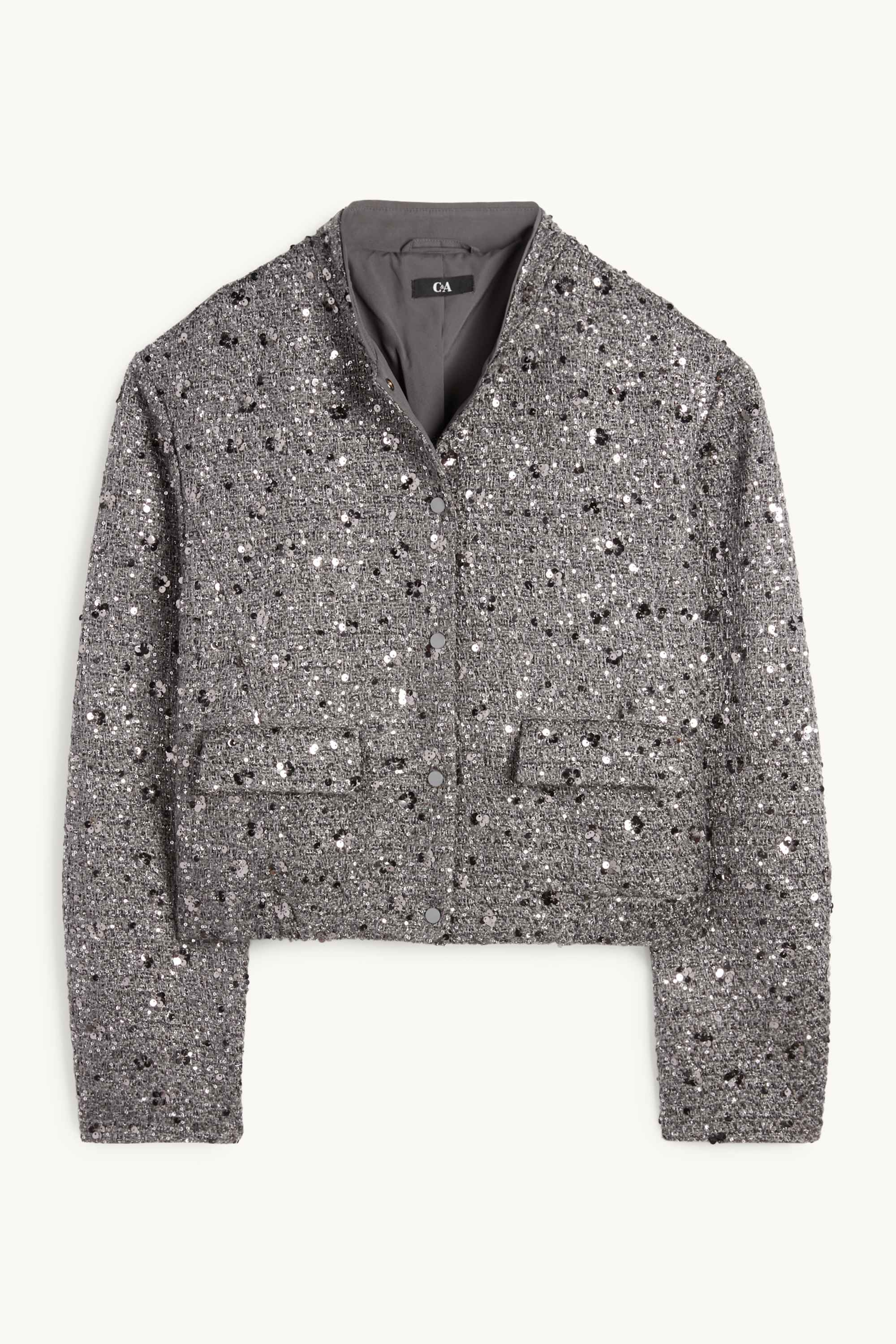 Bouclé blazer - regular fit - shiny silver