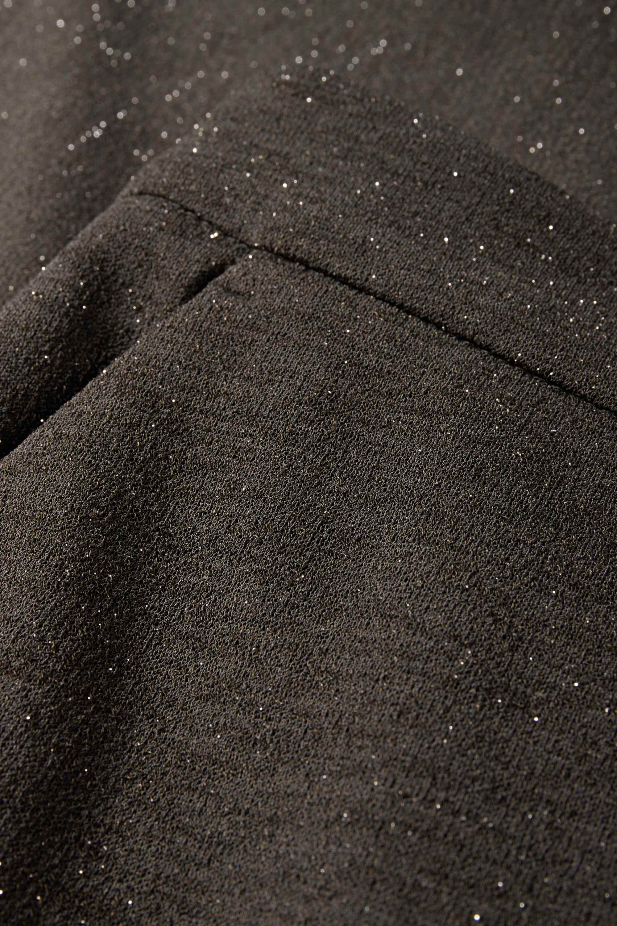 Trousers - high waist - wide leg - shiny dark gray