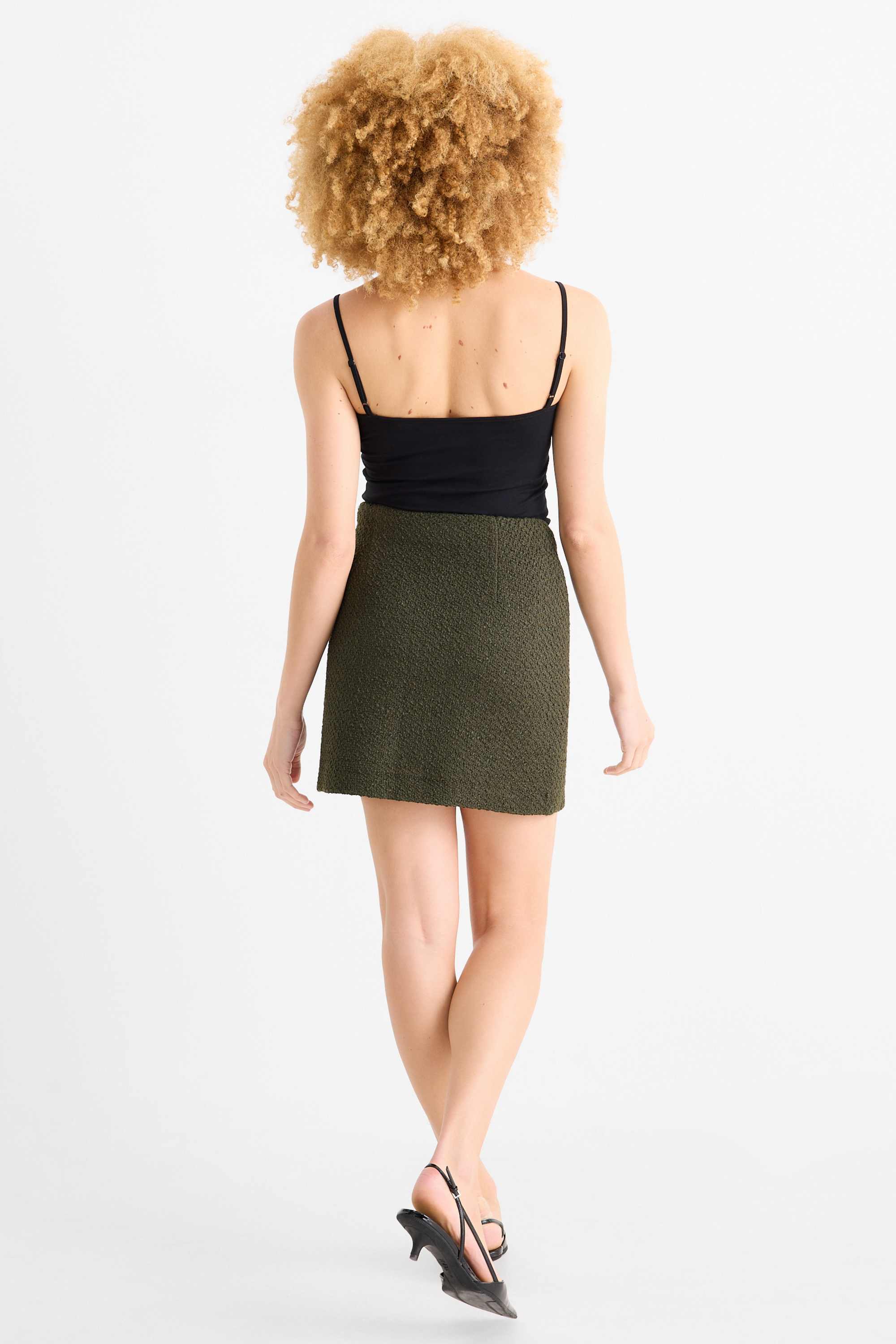 Bouclé - miniskirt dark green