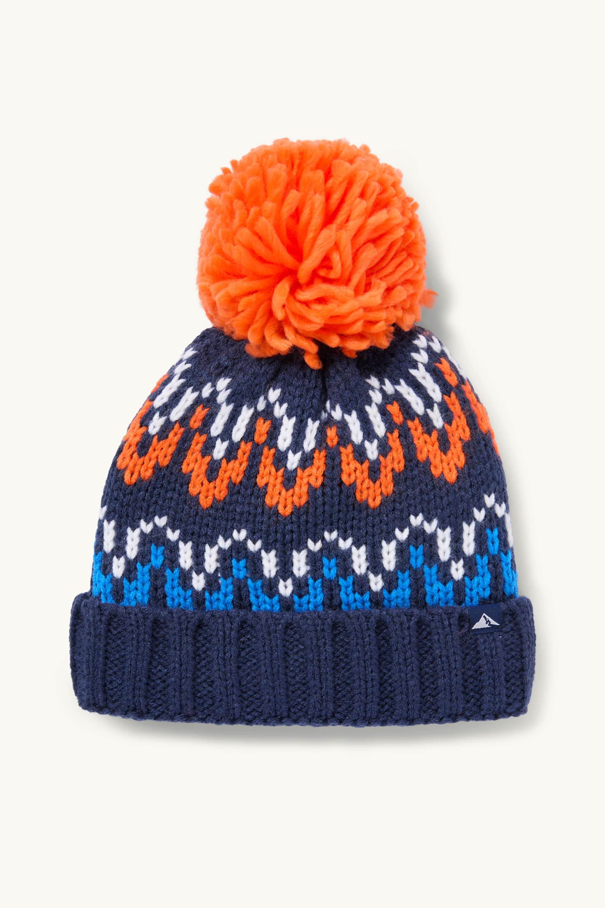 Pom-pom hat - patterned orange