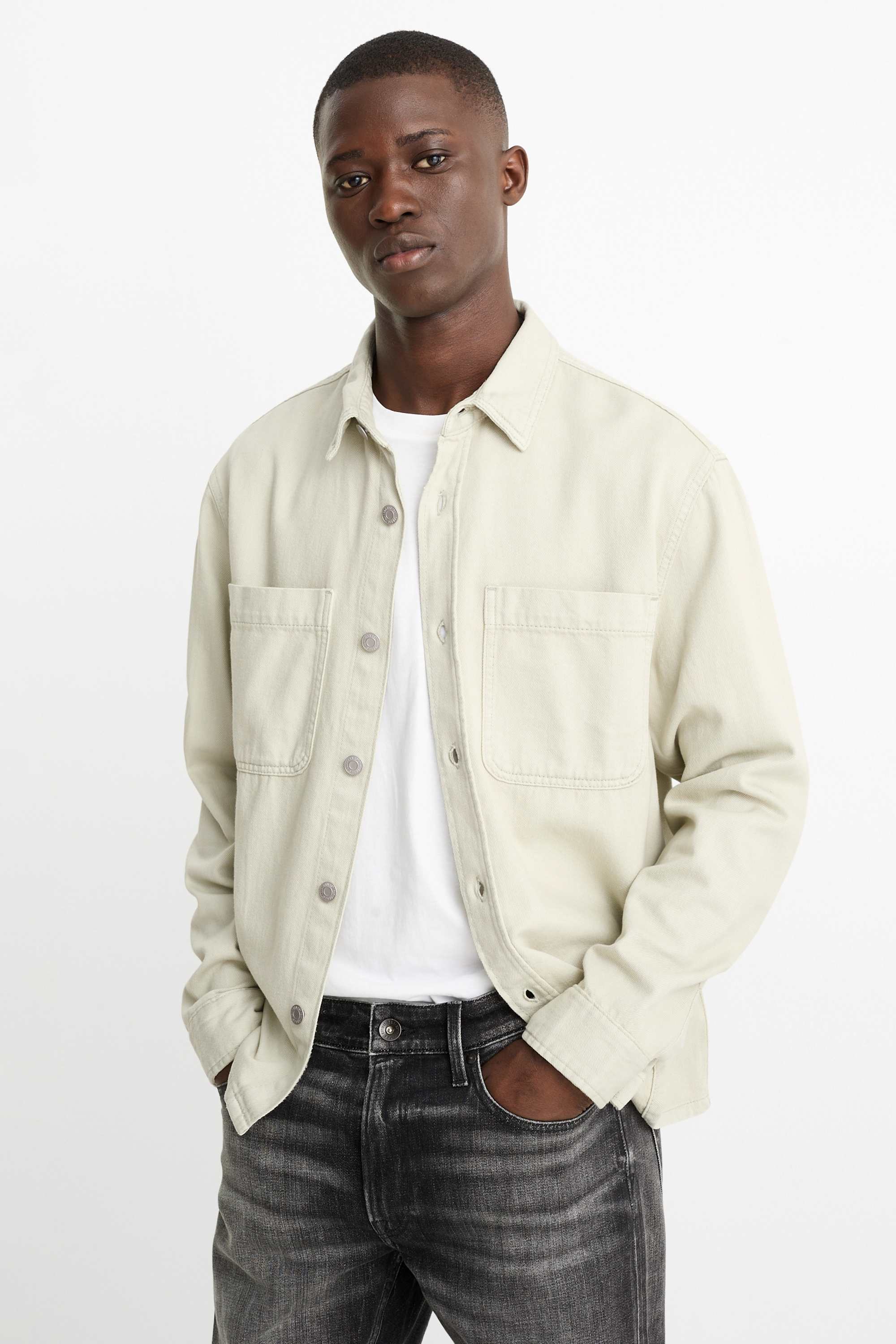 Denim shirt - regular fit - kent collar mint green
