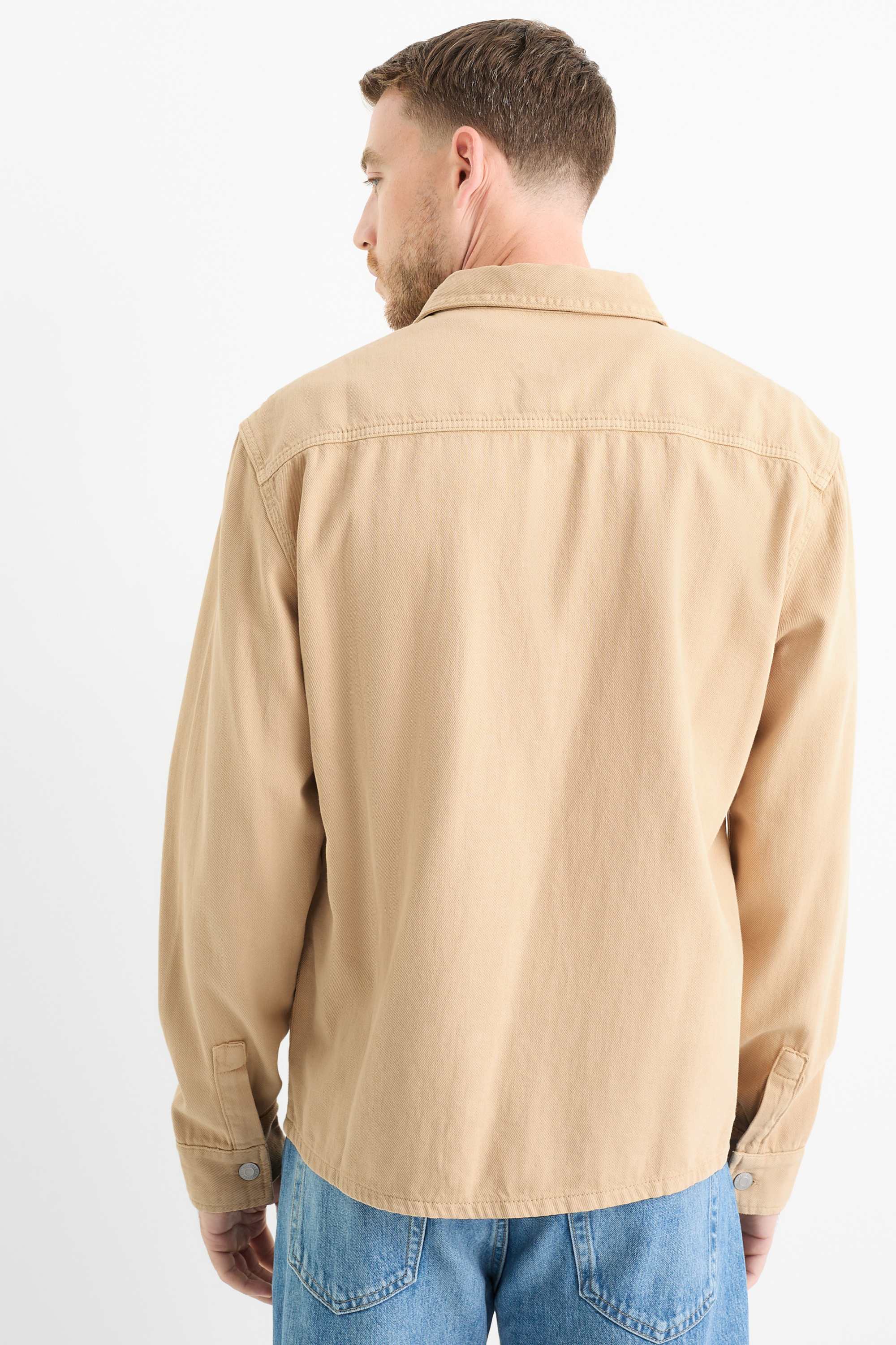Denim shirt - regular fit - kent collar beige